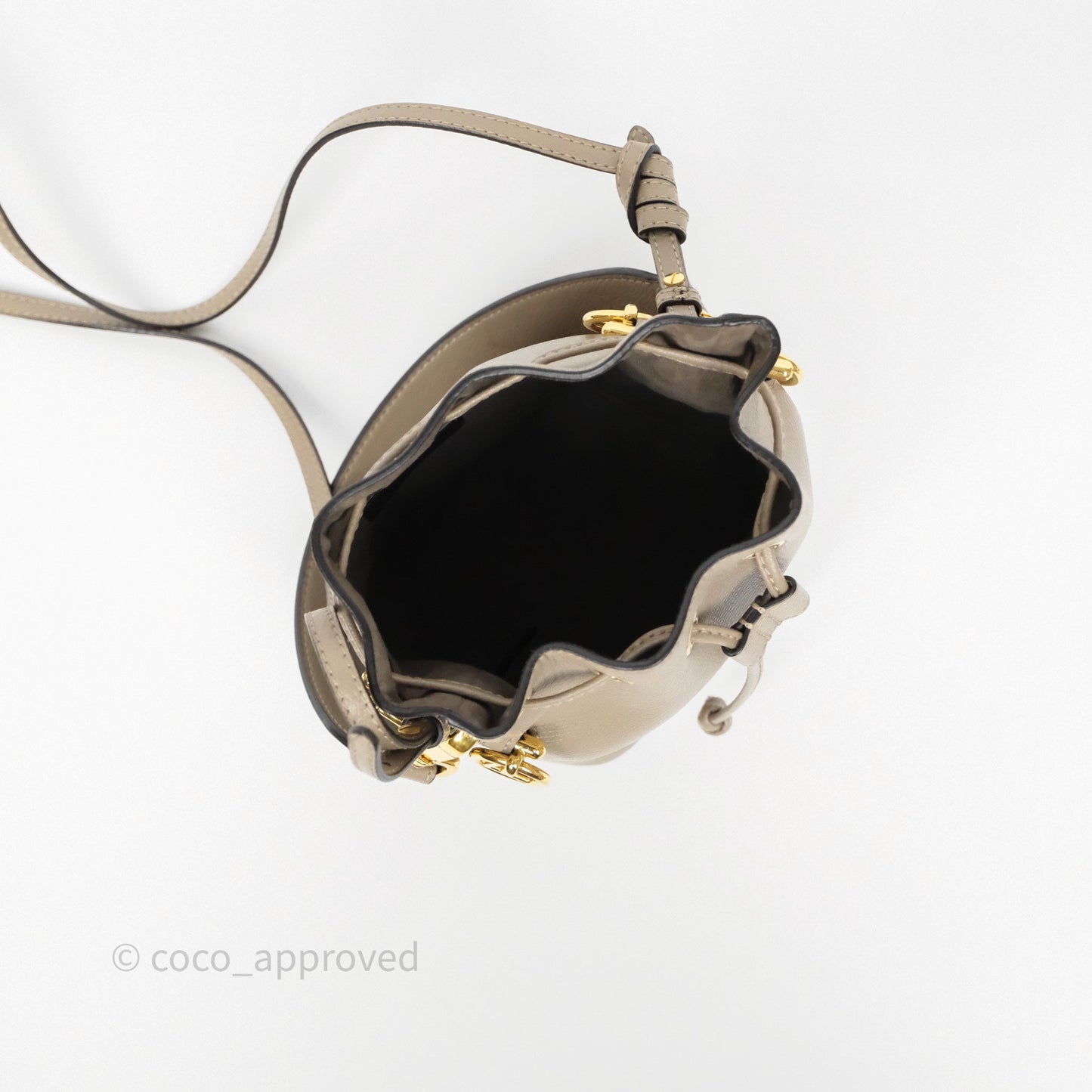 Fendi Mini Mon Tresor Bucket Bag Tortora Grained Calfskin