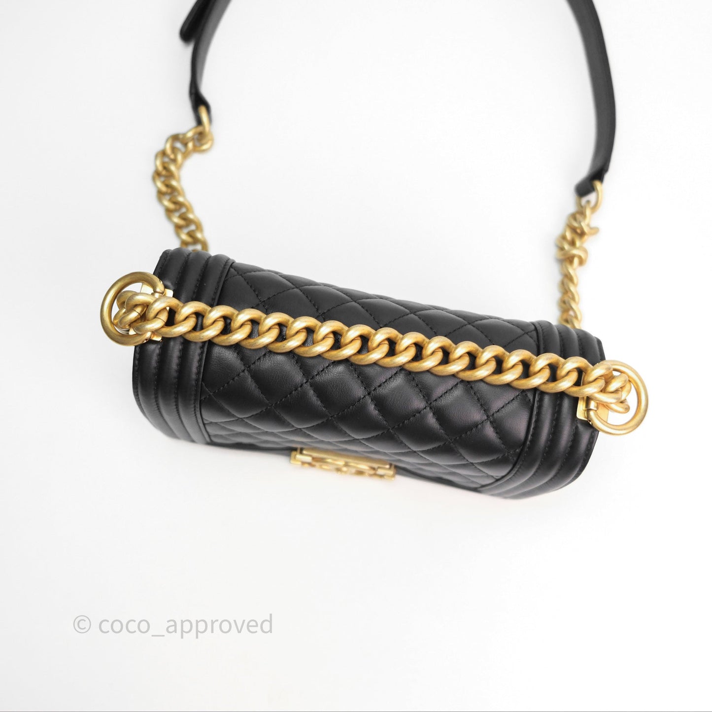Chanel Small Boy Black Lambskin Aged Gold Hardware