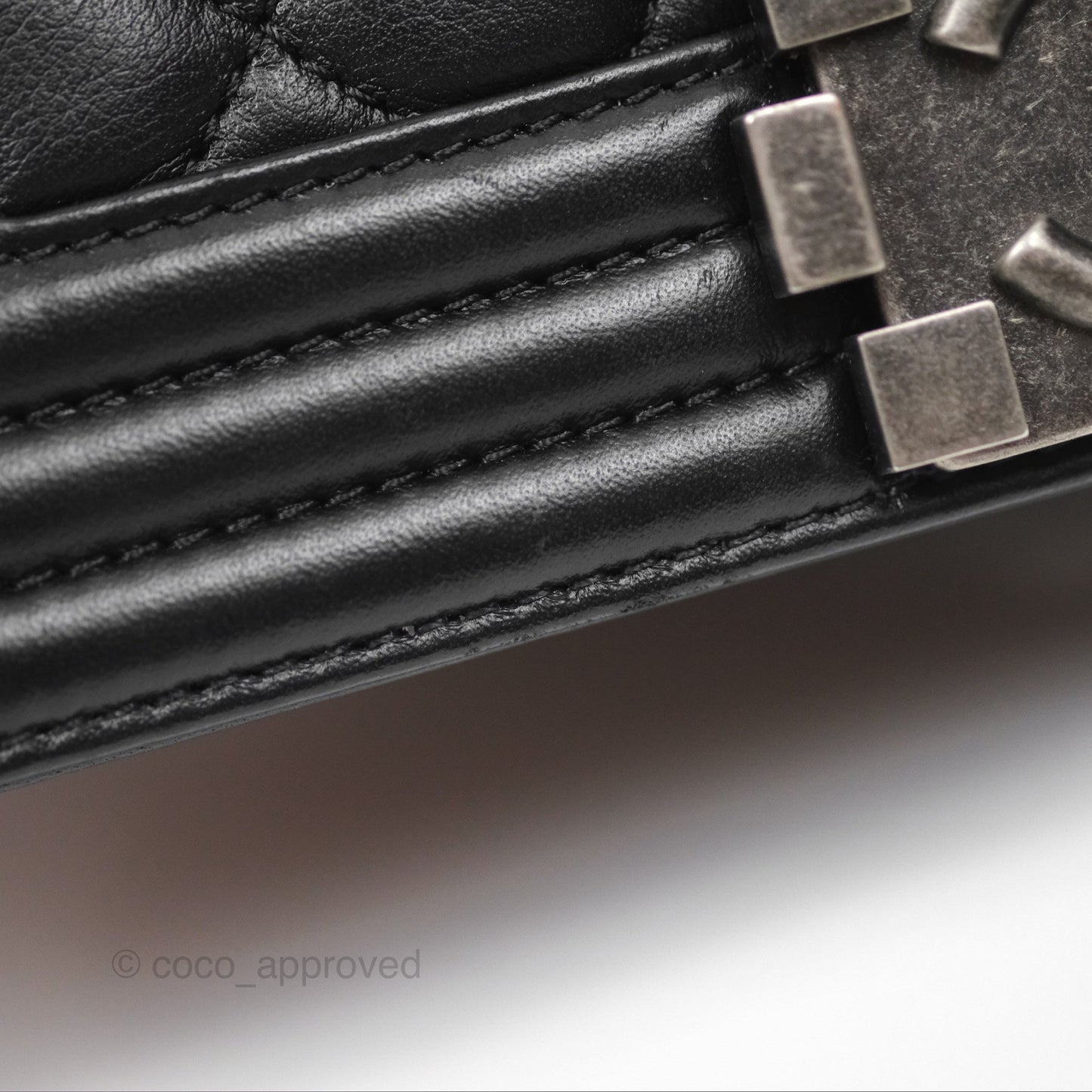 Chanel Small Boy Black Calfskin Ruthenium Hardware