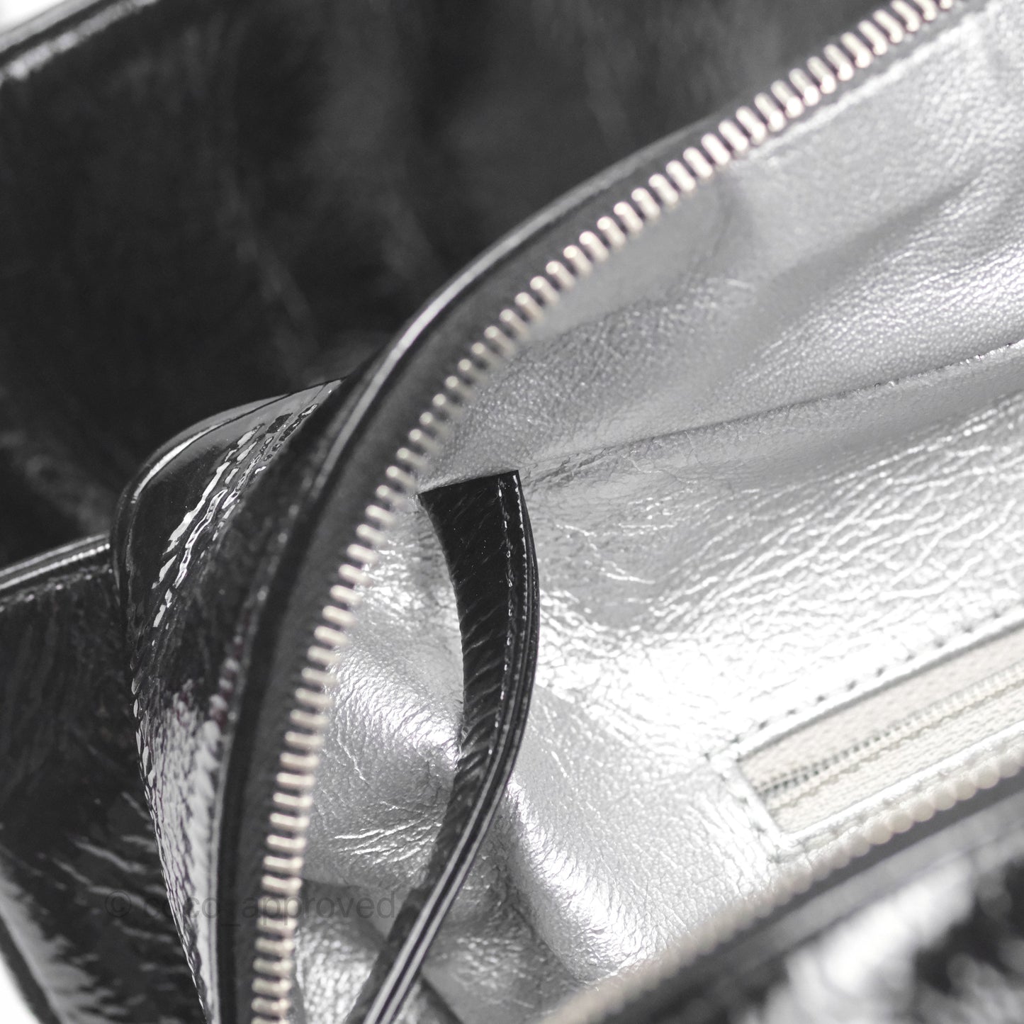 Chanel Bowling Tote Bag Black Glazed Calfskin Silver Hardware