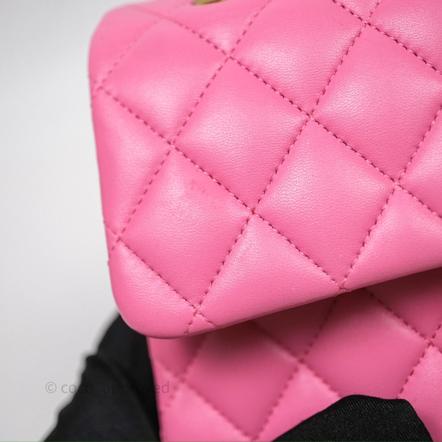 Chanel Small Classic Flap Quilted Pink Lambskin Rainbow Hardware