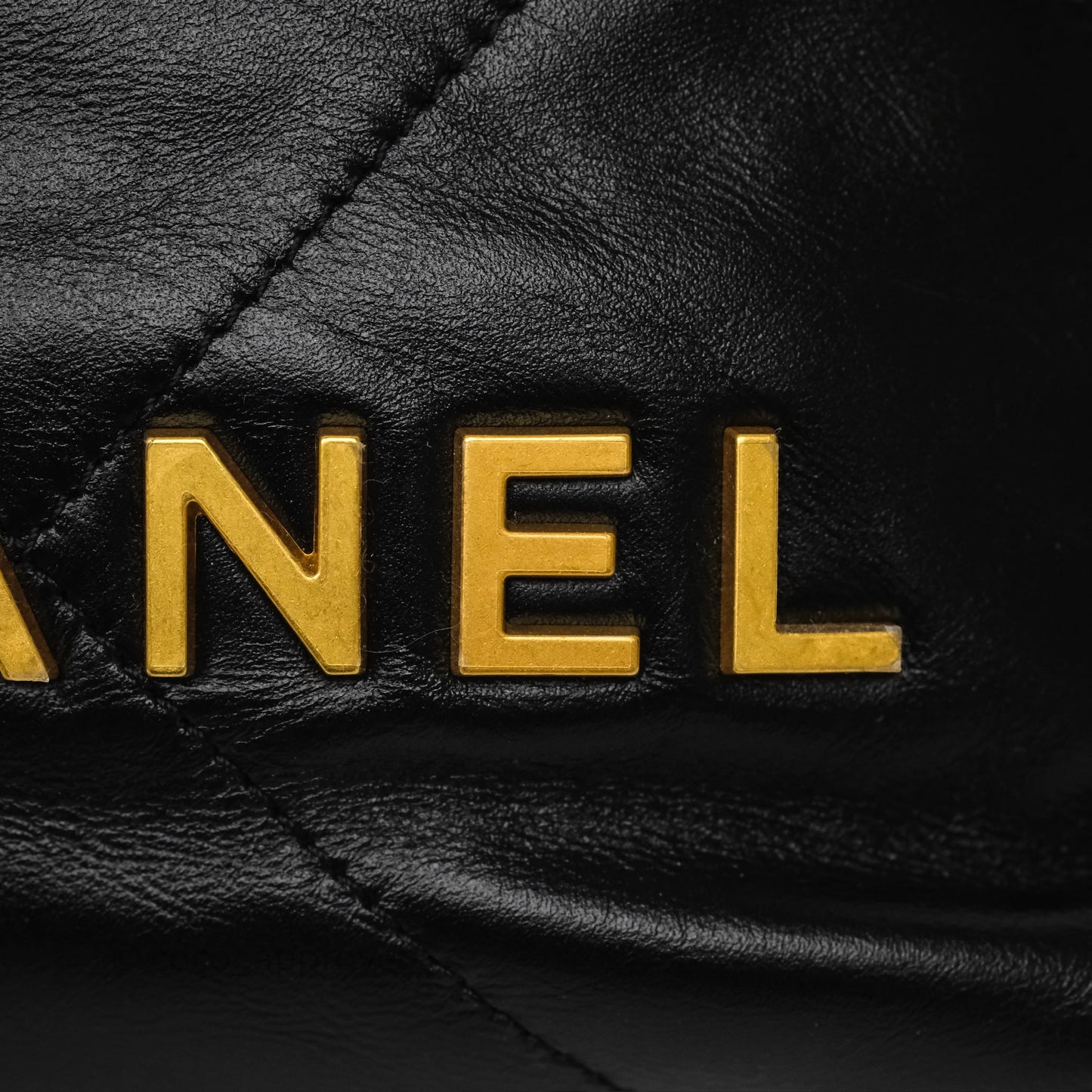 Chanel 22 Mini Bag Black Crumpled Calfskin Aged Gold Hardware