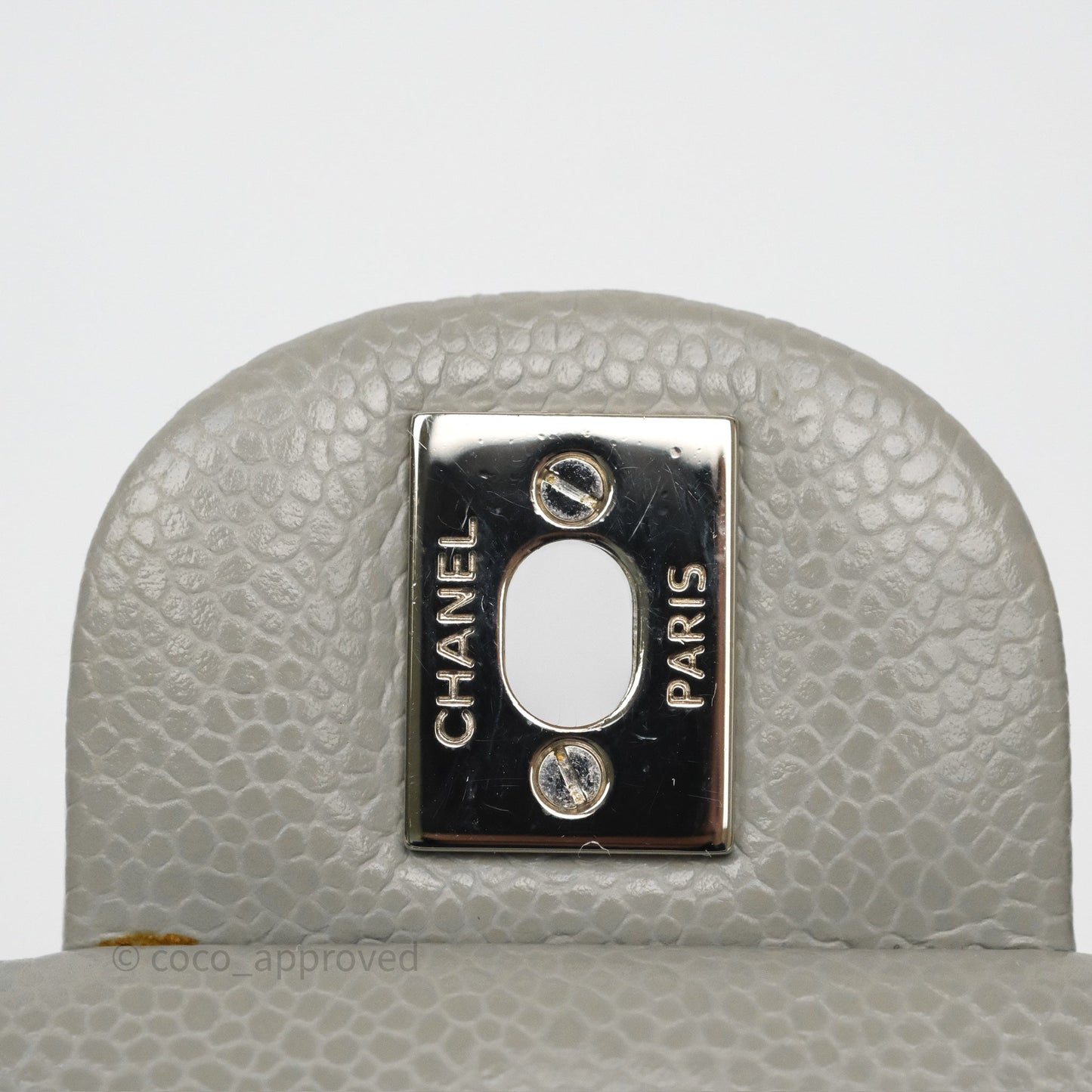 Chanel Extra Mini Rectangular Flap Quilted Light Grey Caviar Silver Hardware