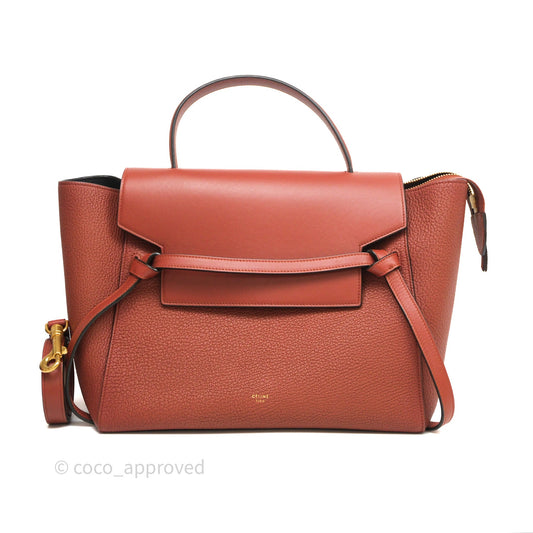 Celine Mini Belt Bag Brick Red Grained Goatskin Gold Hardware