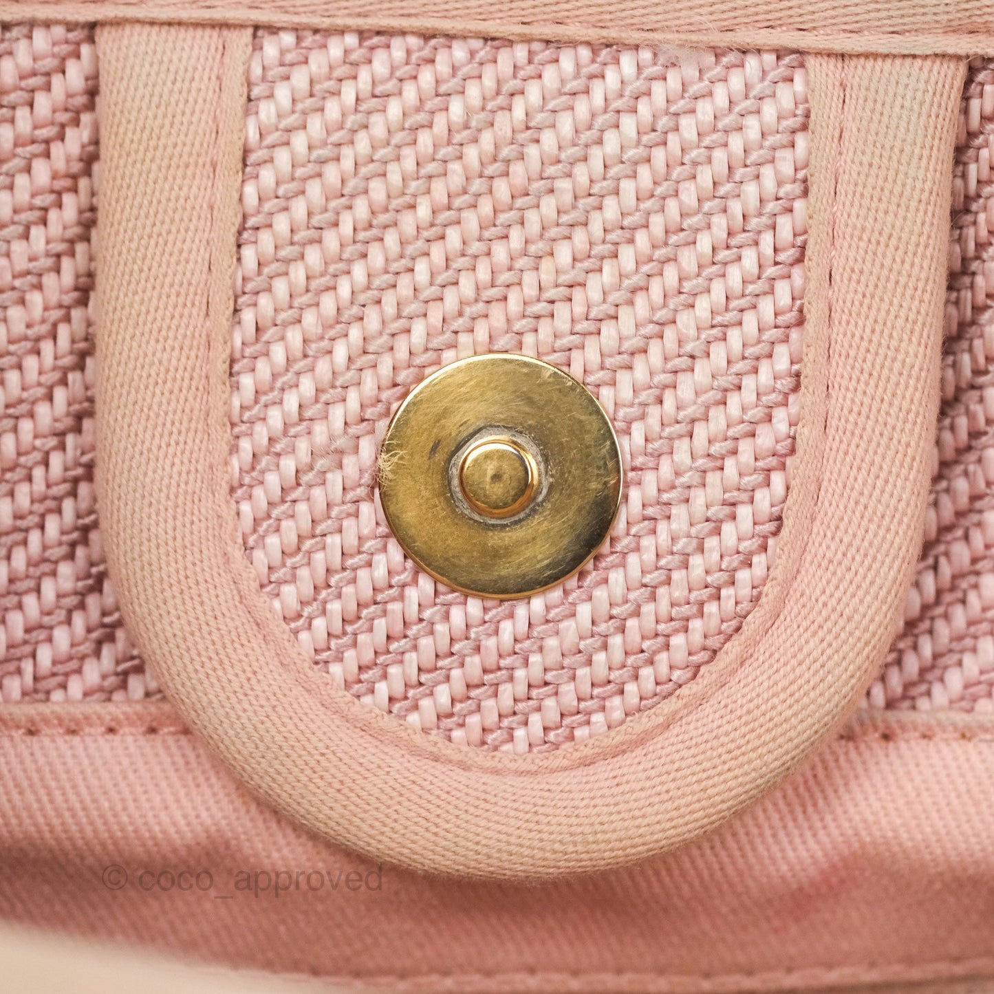 Chanel Small Vertical Deauville Canvas Pink Gold Hardware