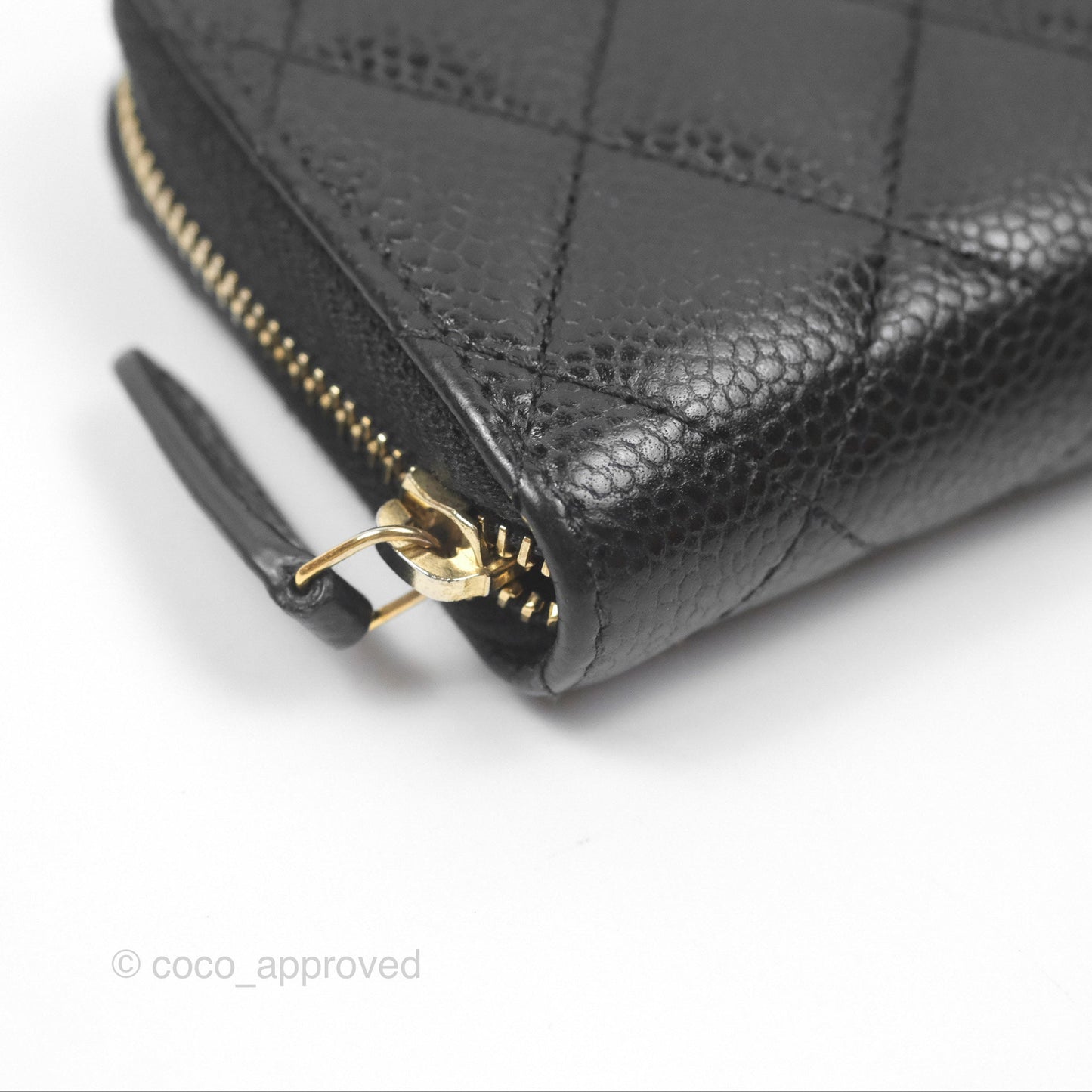 Chanel Classic Zipped Coin Purse Black Caviar Gold Hardware