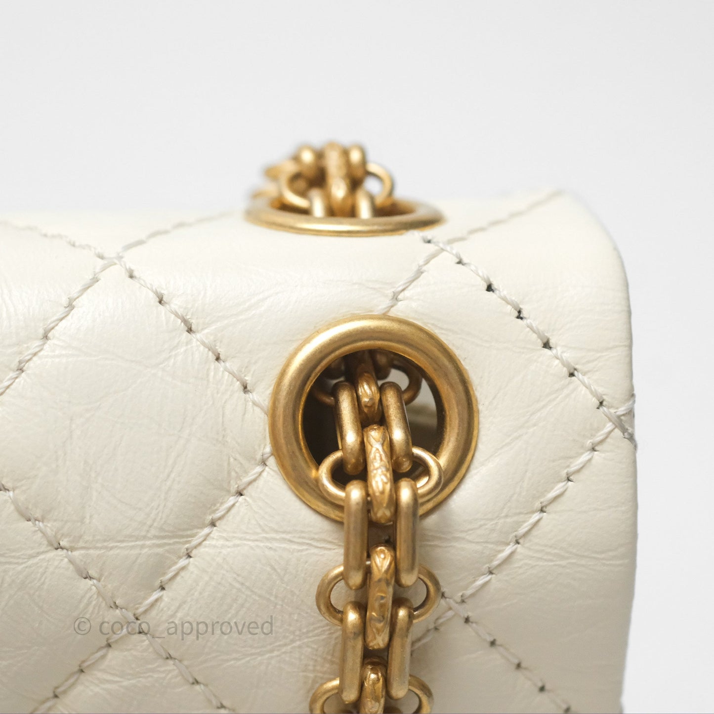 Chanel Mini Reissue 224 White Ivory Aged Calfskin Aged Gold Hardware