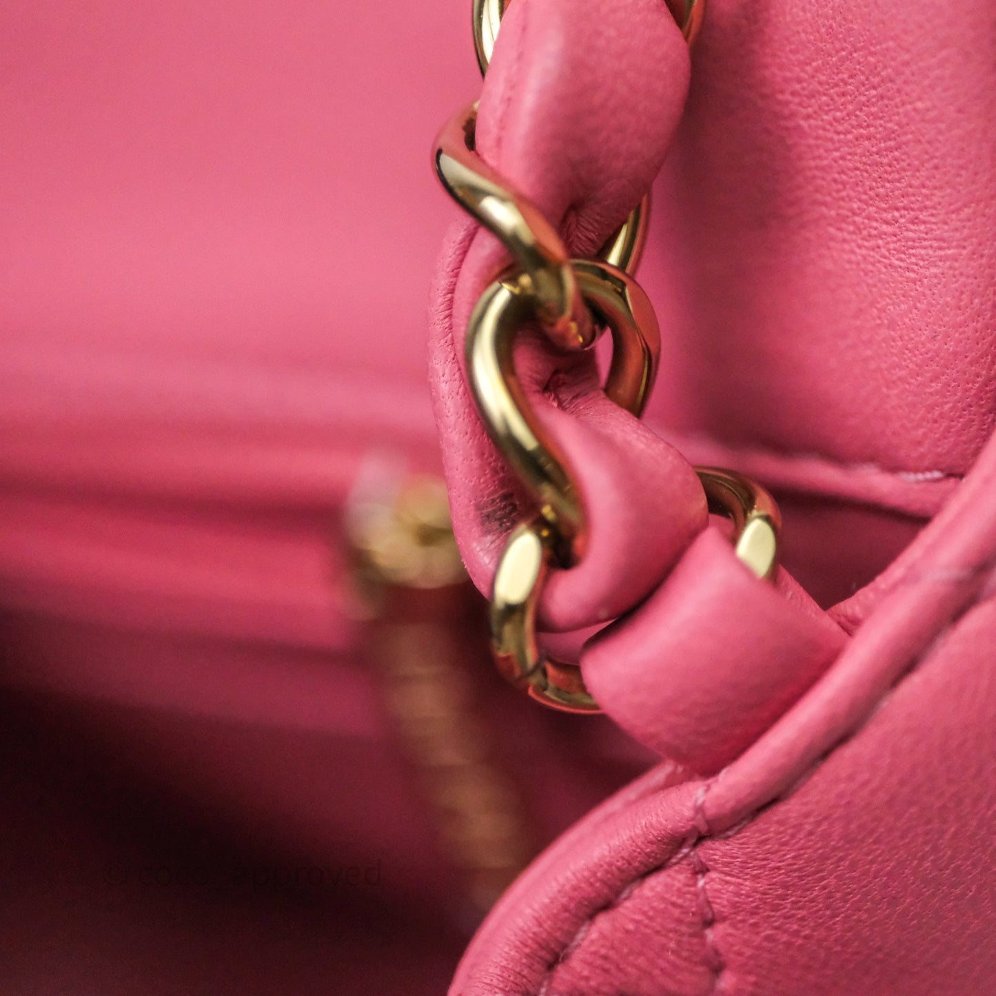 Chanel Quilted Mini Square Pink Lambskin Gold Hardware