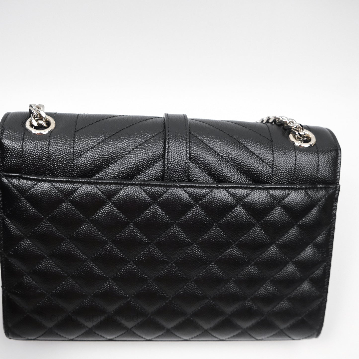 Saint Laurent Medium Envelope Black Caviar Silver Hardware
