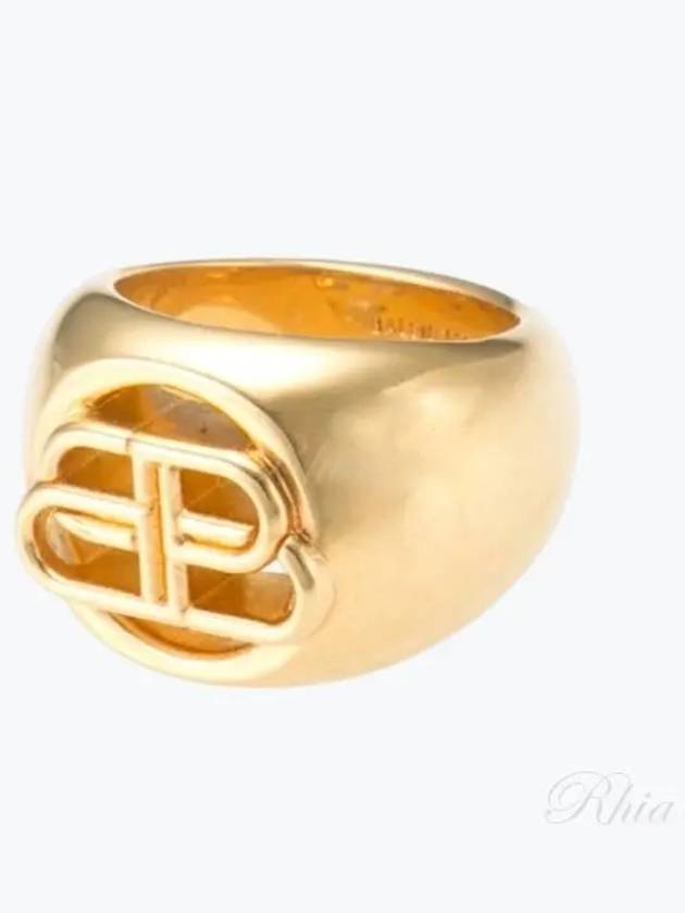 Luxury Balenciaga BB Signet Ring Gold