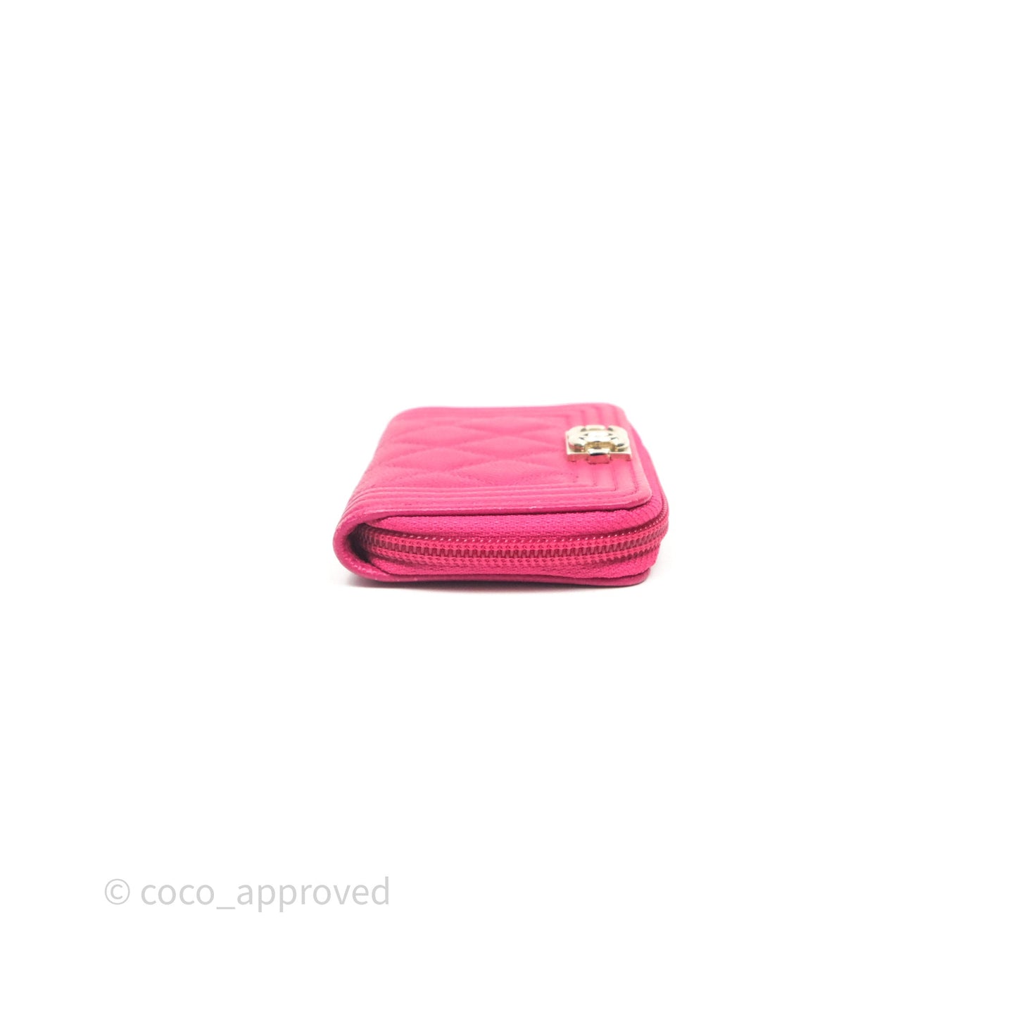 Chanel Boy Zipped Coin Purse Hot Pink Caviar Gold Hardware