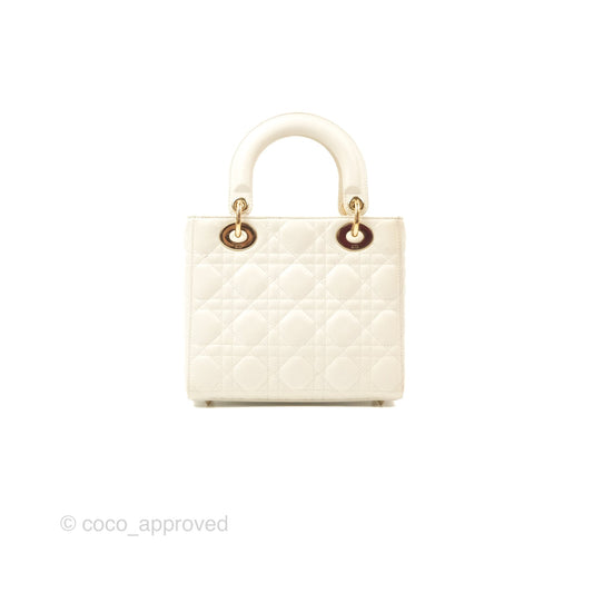 Christian Dior My ABCDior Lady Dior White Cannage Lambskin Gold Hardware