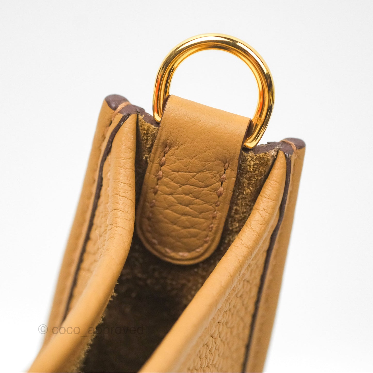 Hermès Mini Evelyne 16 Biscuit 48 Camel Clemence Gold Hardware