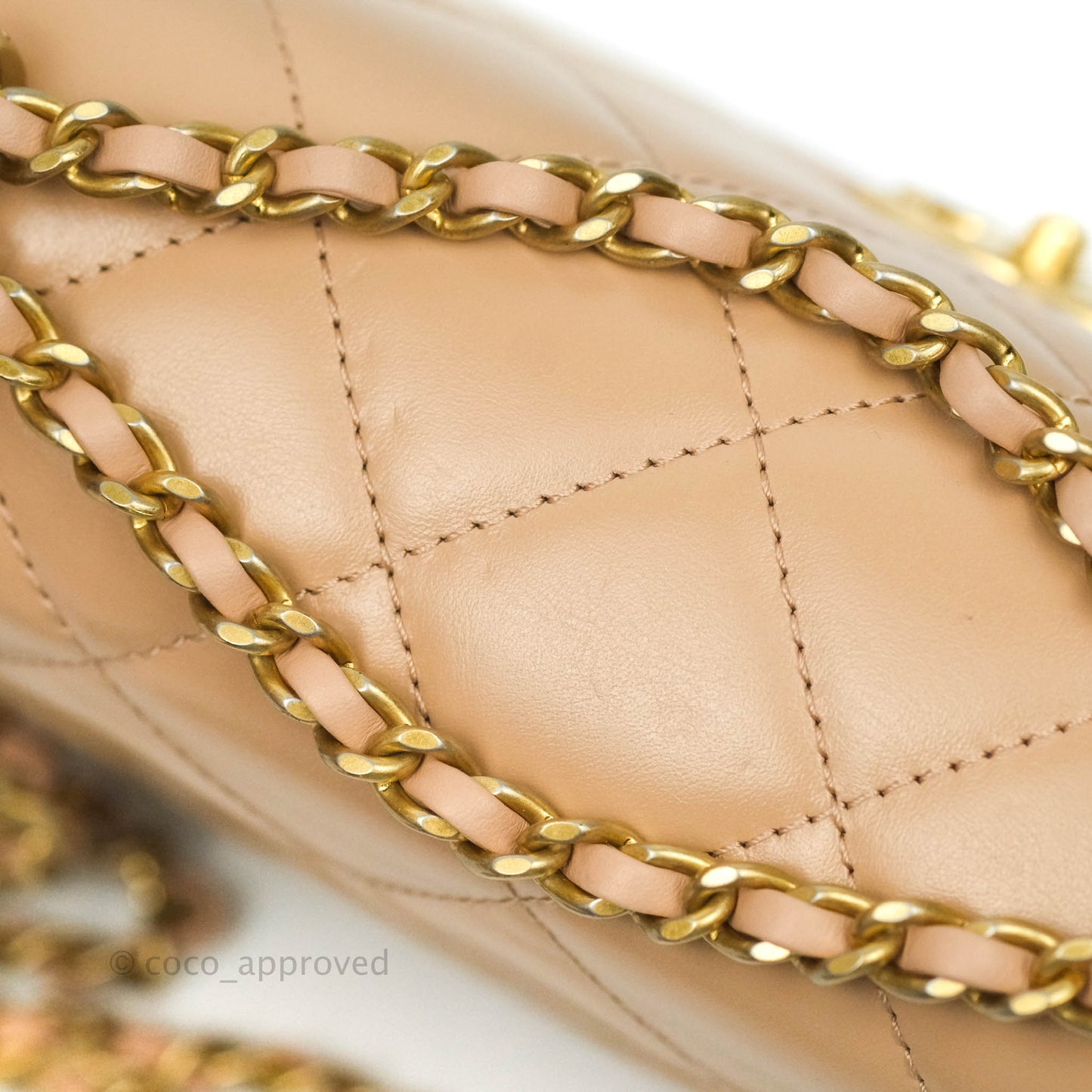 Chanel Quilted Mini Perfect Fit Adjustable Beige Calfskin Gold Hardware 21A