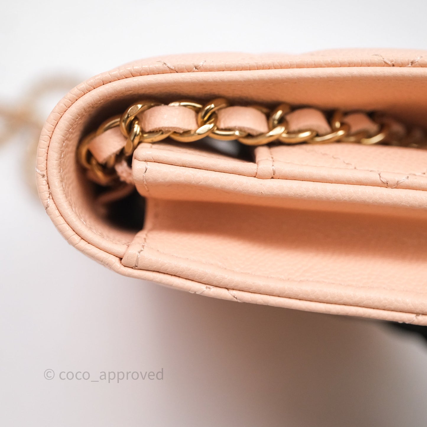 Chanel Quilted Classic Wallet on Chain WOC Pink Caviar Gold Hardware