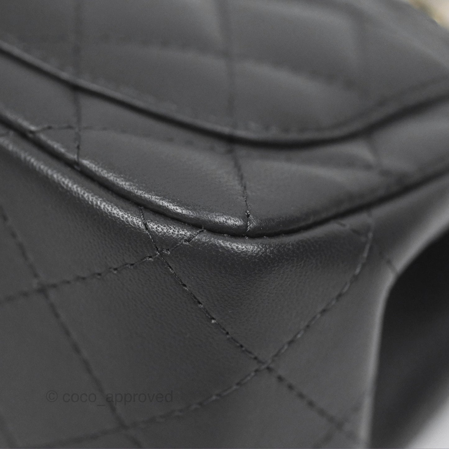 Chanel Mini Square Quilted Grey Lambskin Gold Hardware