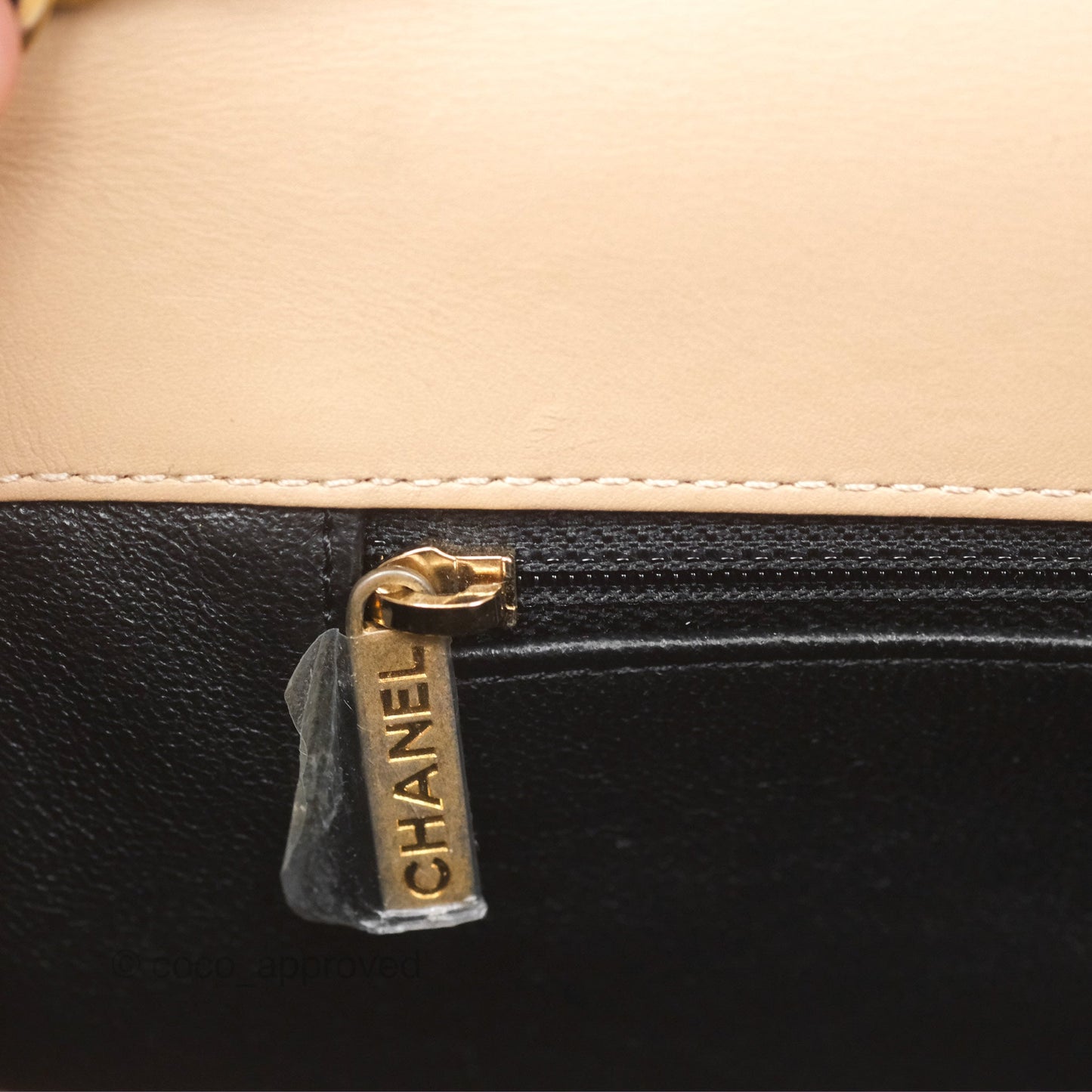 Chanel Quilted Medium CC Filigree Flap Beige Black Caviar