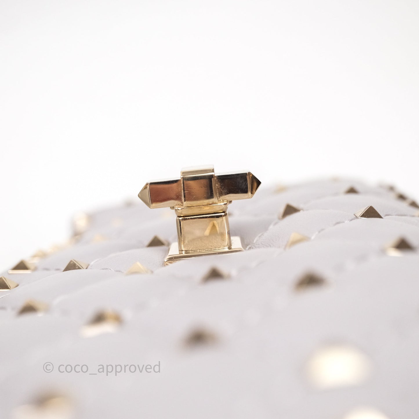 Valentino Small Nappa Rockstud Spike Bag Grey Gold Hardware