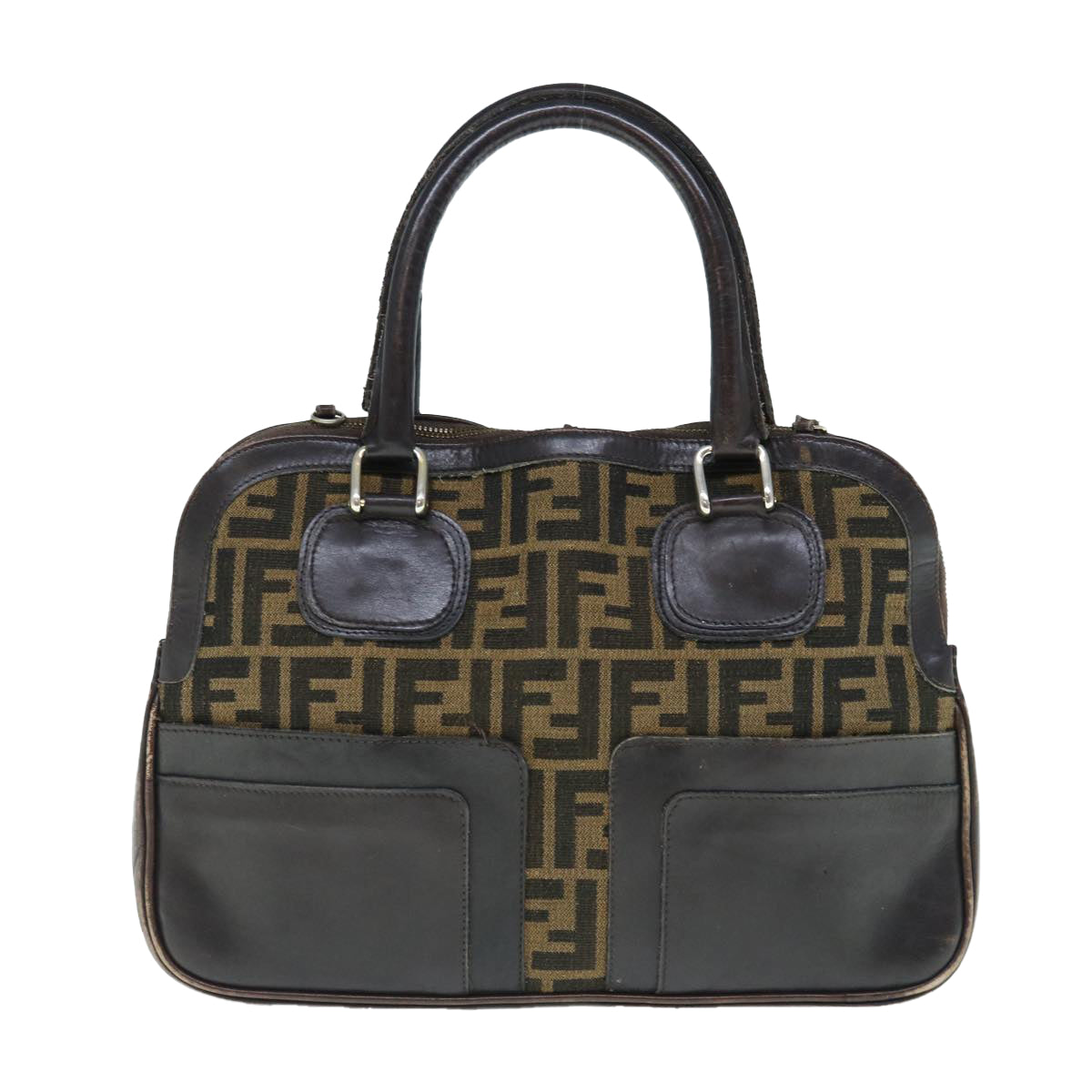 Luxury FendiZucca Canvas Hand Bag 2way Black Brown62975