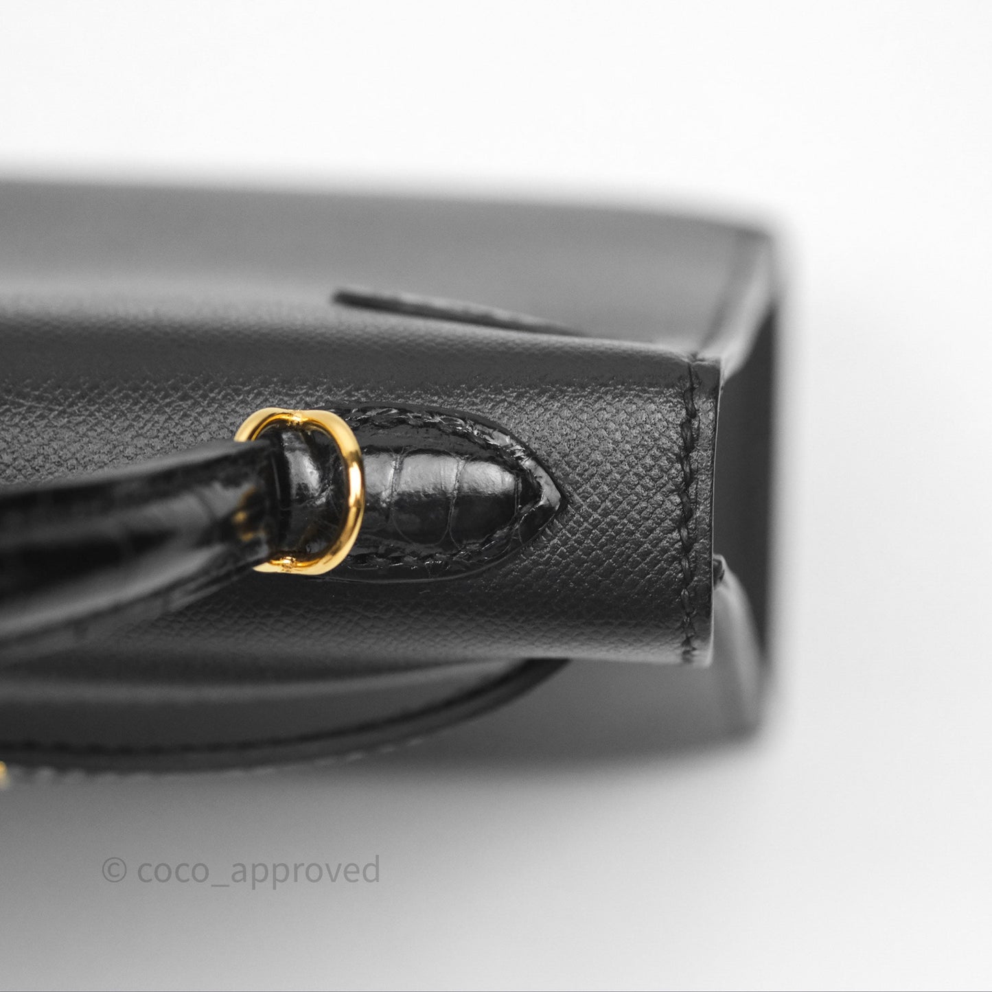 Hermès Mini Kelly II Touch Noir 89 Croc Gold Hardware