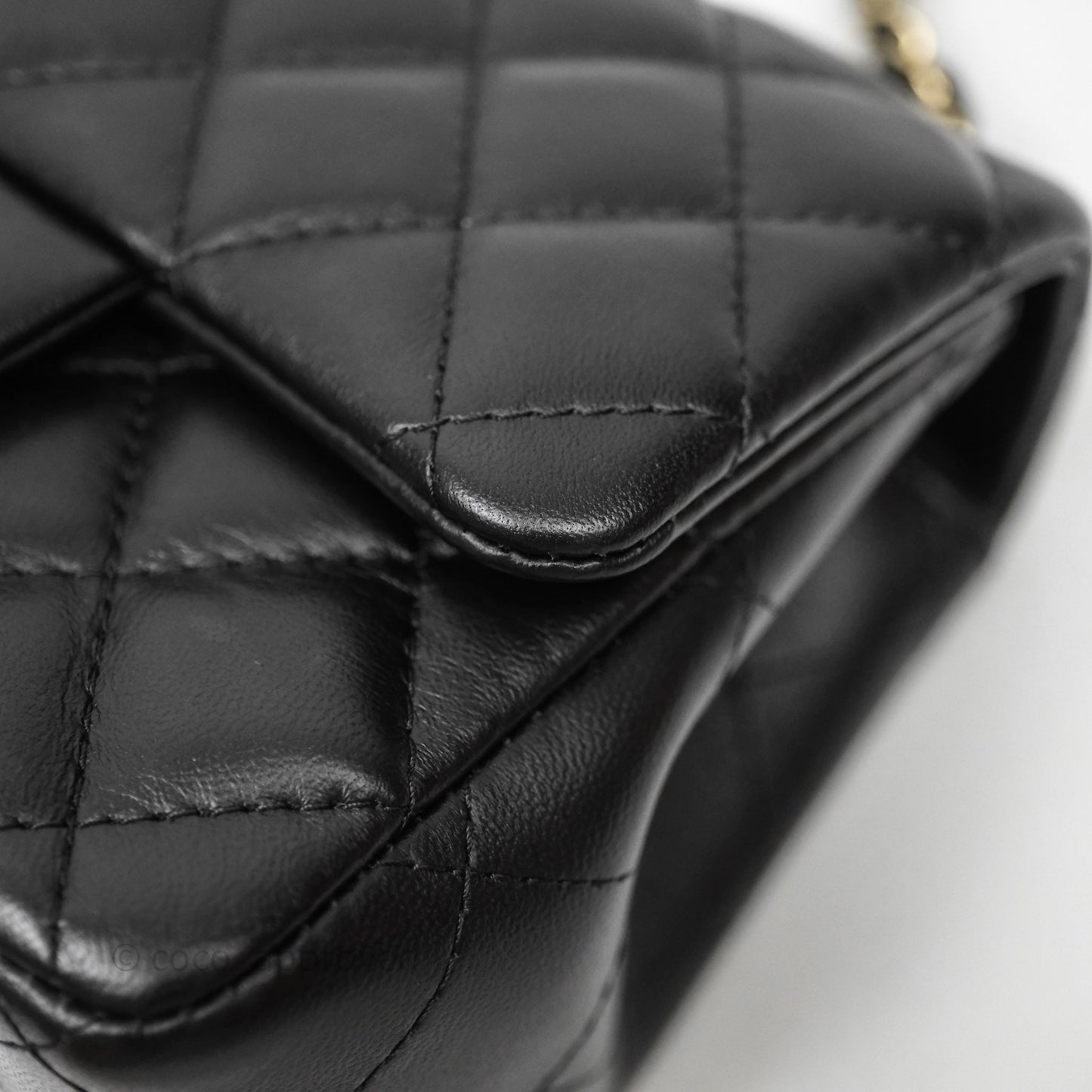 Chanel Mini Square Quilted Black Lambskin Gold Hardware