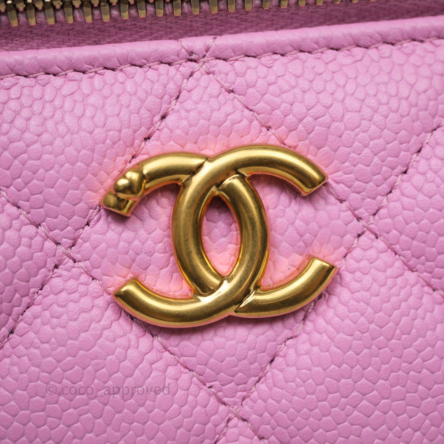 Chanel Vanity with Heart Adjustable Chain Pink Caviar Aged Gold Hardware