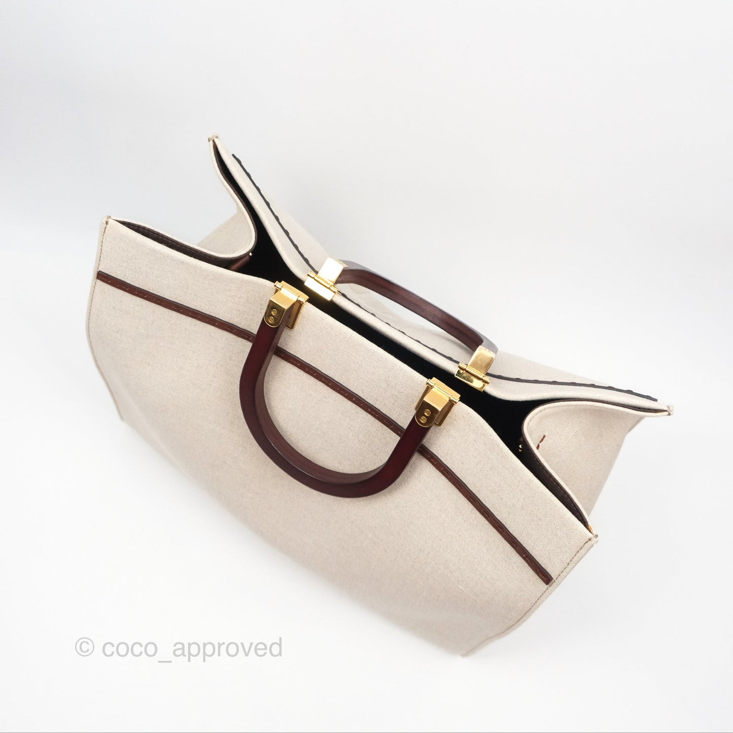 Fendi Sunshine Medium Tote Beige Fabric