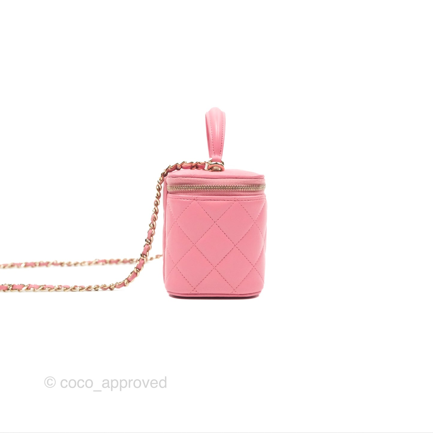 Chanel Vanity Rectangular Top Handle Pink Lambskin Gold Hardware