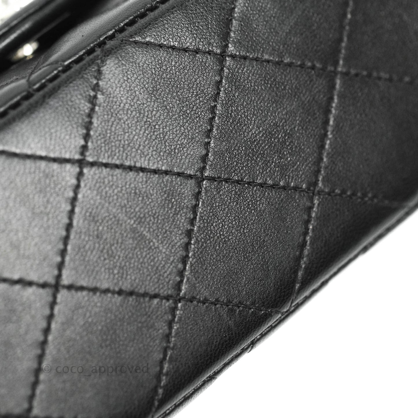 Chanel Classic M/L Medium Double Flap Black Lambskin Silver Hardware