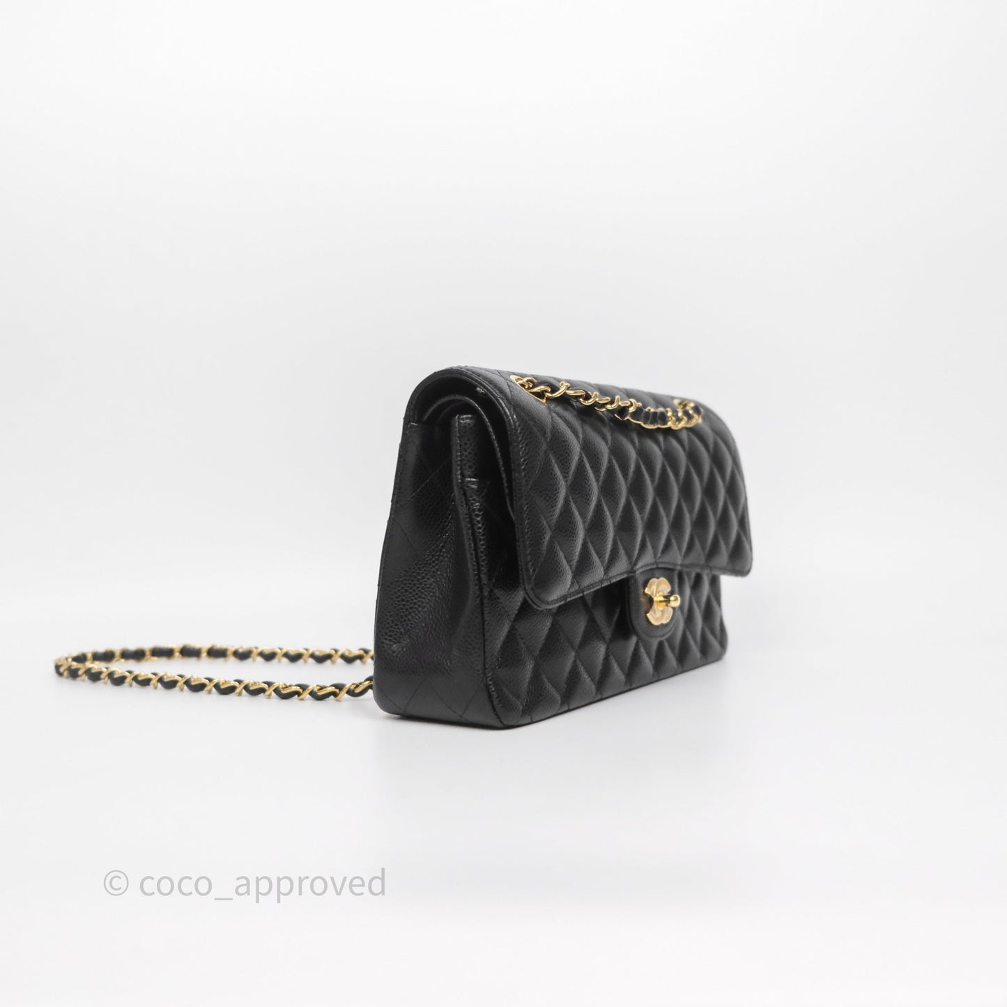 Chanel Classic M/L Medium Flap Quilted Black Caviar Gold Hardware