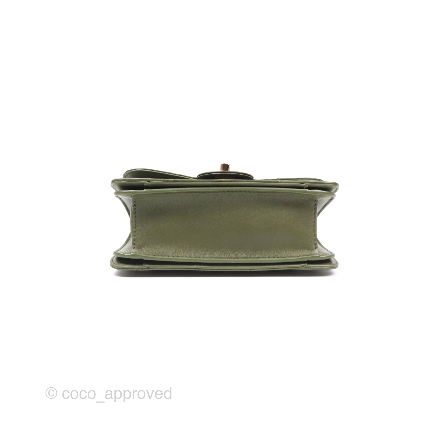 Chanel Small Coco Lady Quilted Flap Bag With Top Handle Olive Green Calfskin Gold Hardware