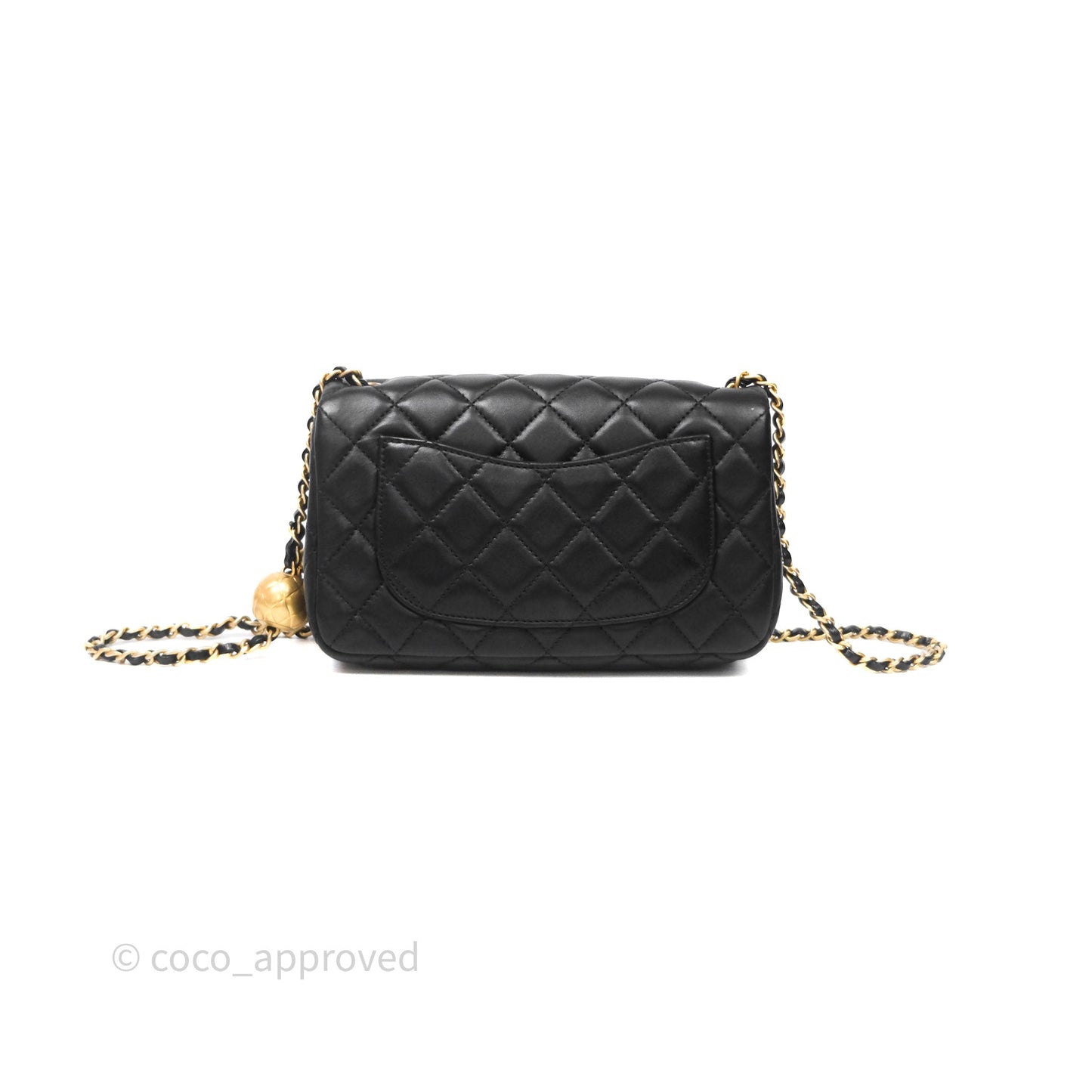 Chanel Mini Rectangular Pearl Crush Quilted Black Lambskin Aged Gold Hardware