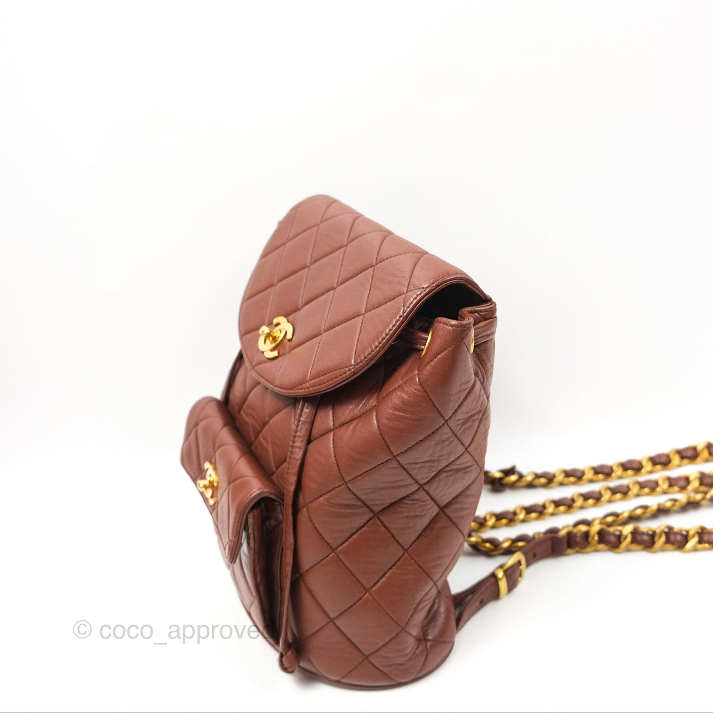Chanel Vintage CC Duma Backpack Brown Lambskin 24K Gold Hardware