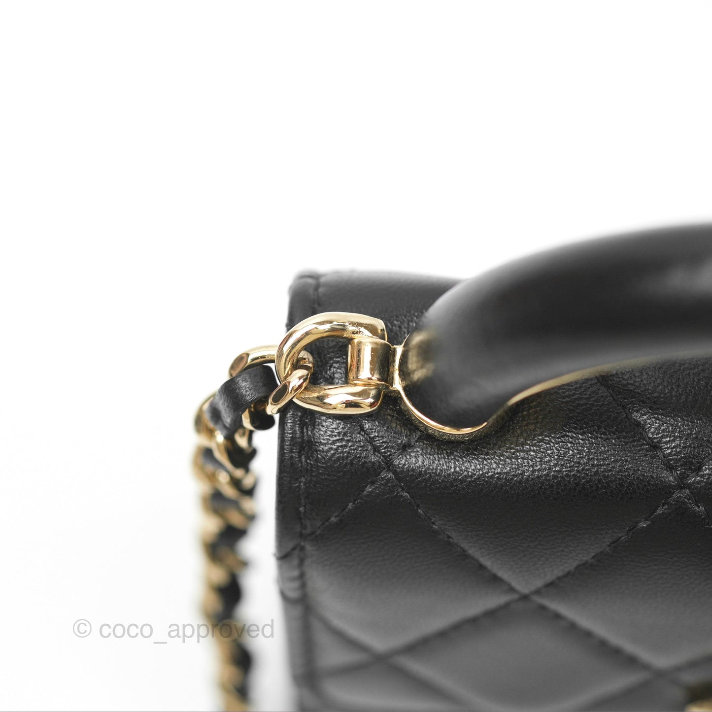 Chanel Top Handle Clutch with Chain Black Lambskin Gold Hardware 22A