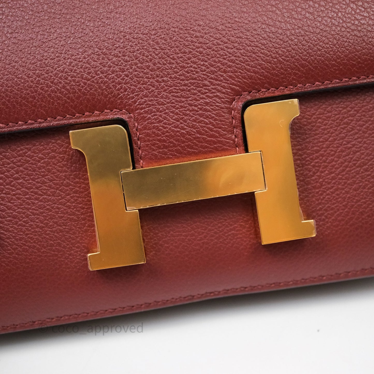 Hermès Mini Constance Rouge H Evercolor Gold Hardware