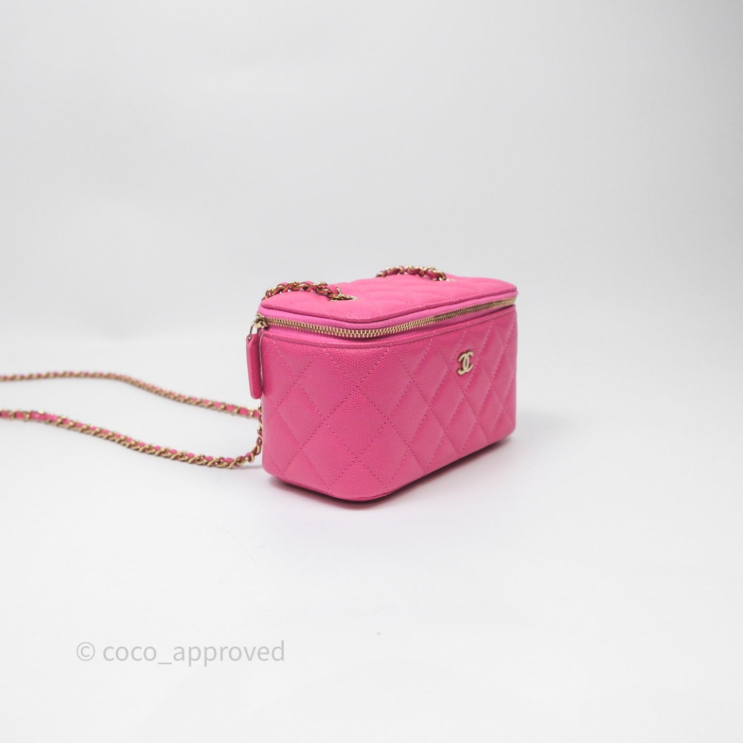 Chanel Classic Vanity With Chain Pink Caviar Gold Hardware