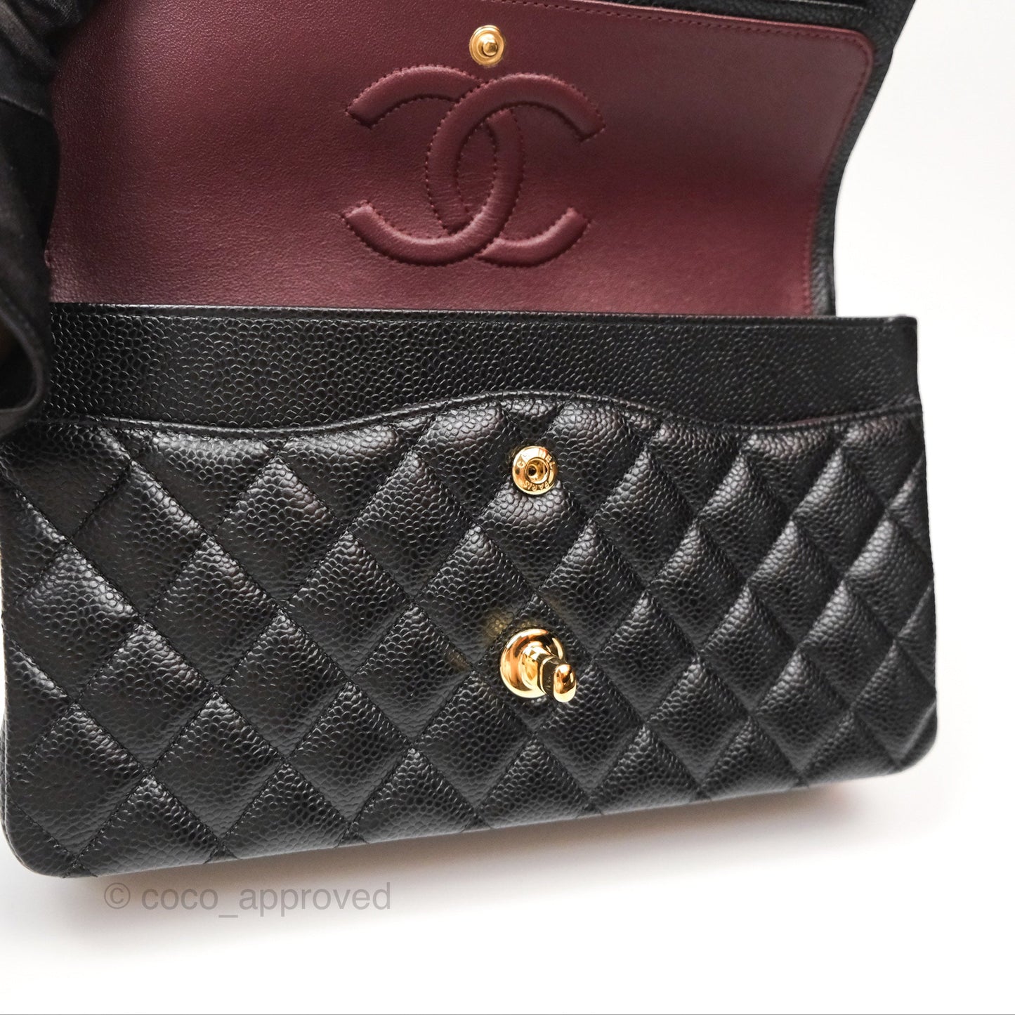 Chanel Classic M/L Medium Flap Quilted Black Caviar Gold Hardware