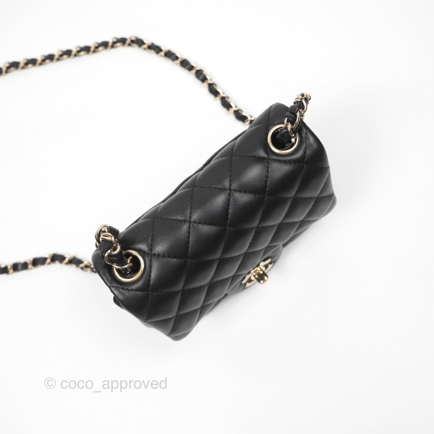Chanel Quilted Mini Square Flap Black Lambskin Gold Hardware