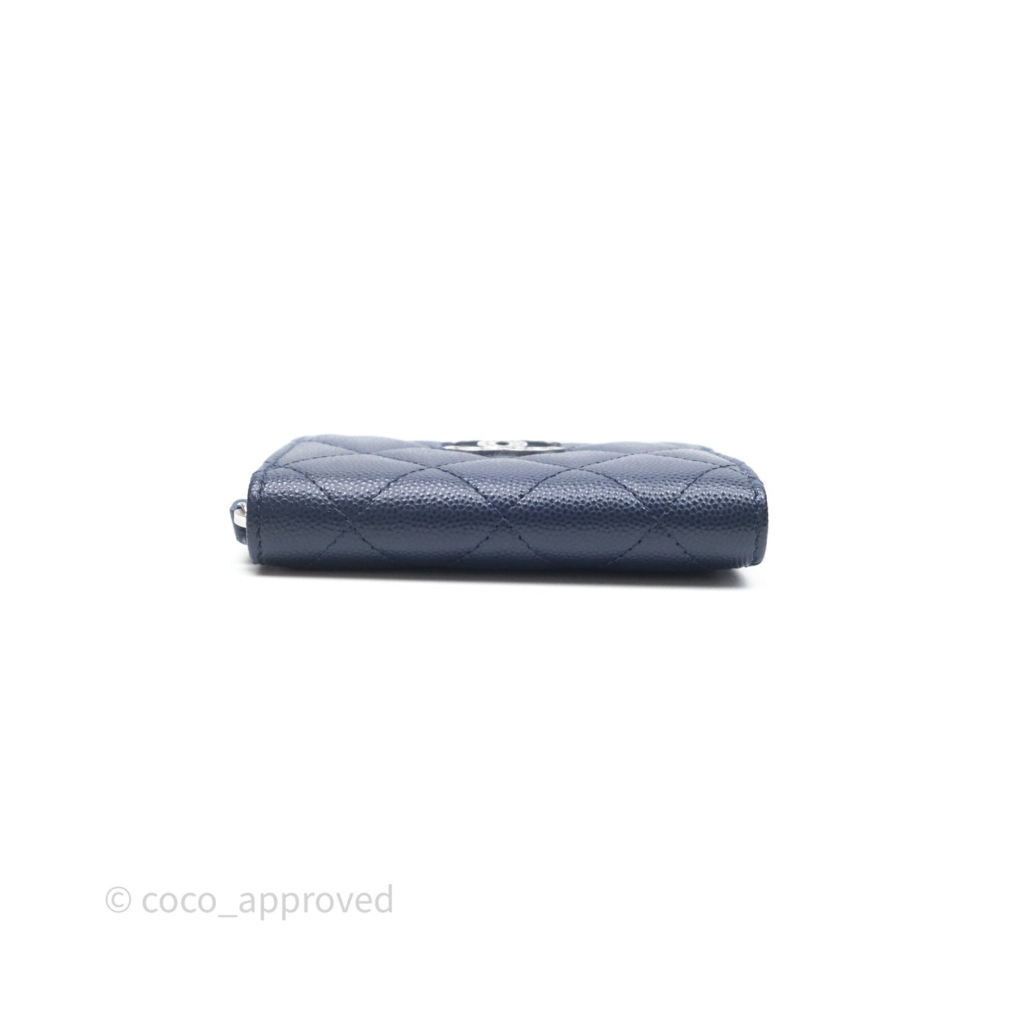 Chanel Logo CC Zipped Coin Purse Navy Caviar Silver Hardware 24P