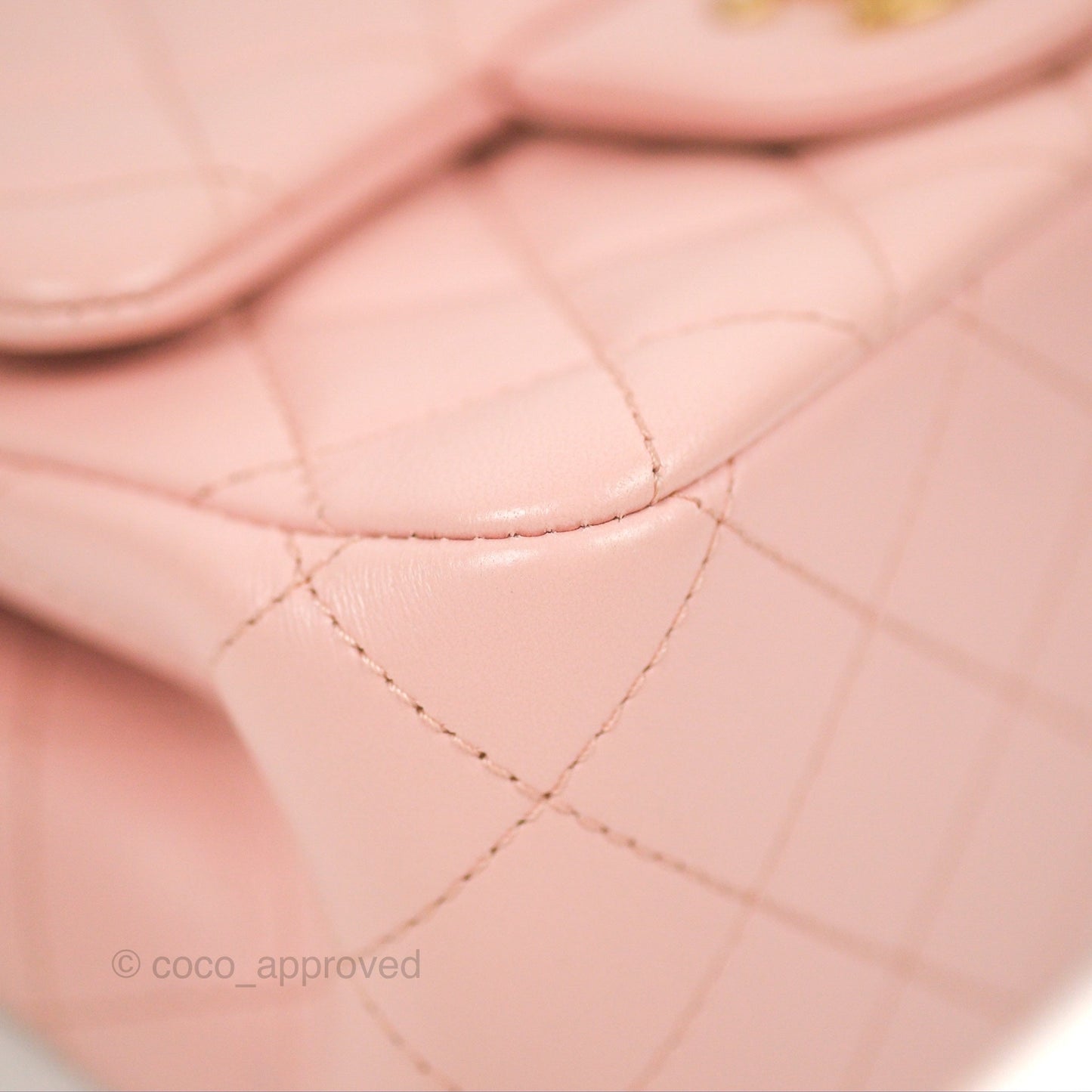 Chanel Quilted Mini Square Flap with Camellia Adjustable Chain Pink Clair Lambskin 23S