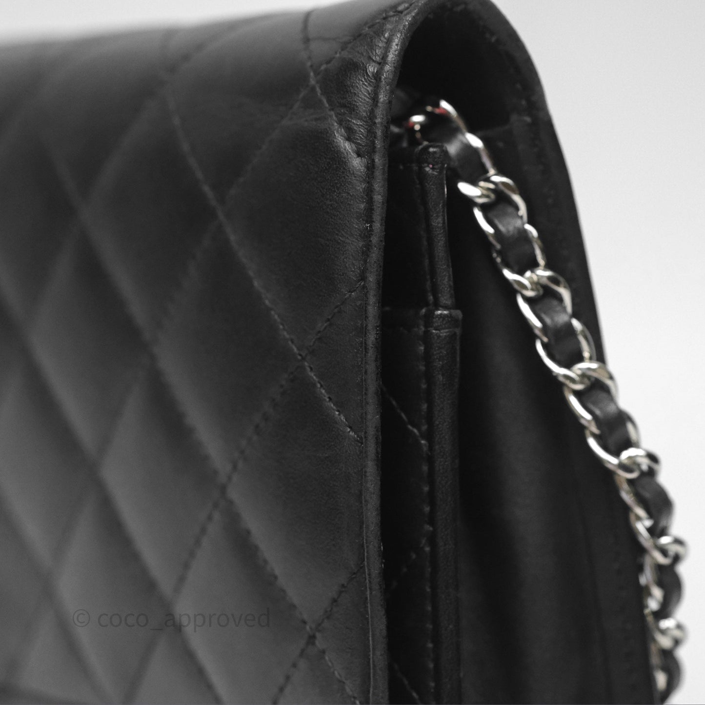 Chanel Quilted Wallet on Chain WOC Cambon Black Calfskin Silver Hardware