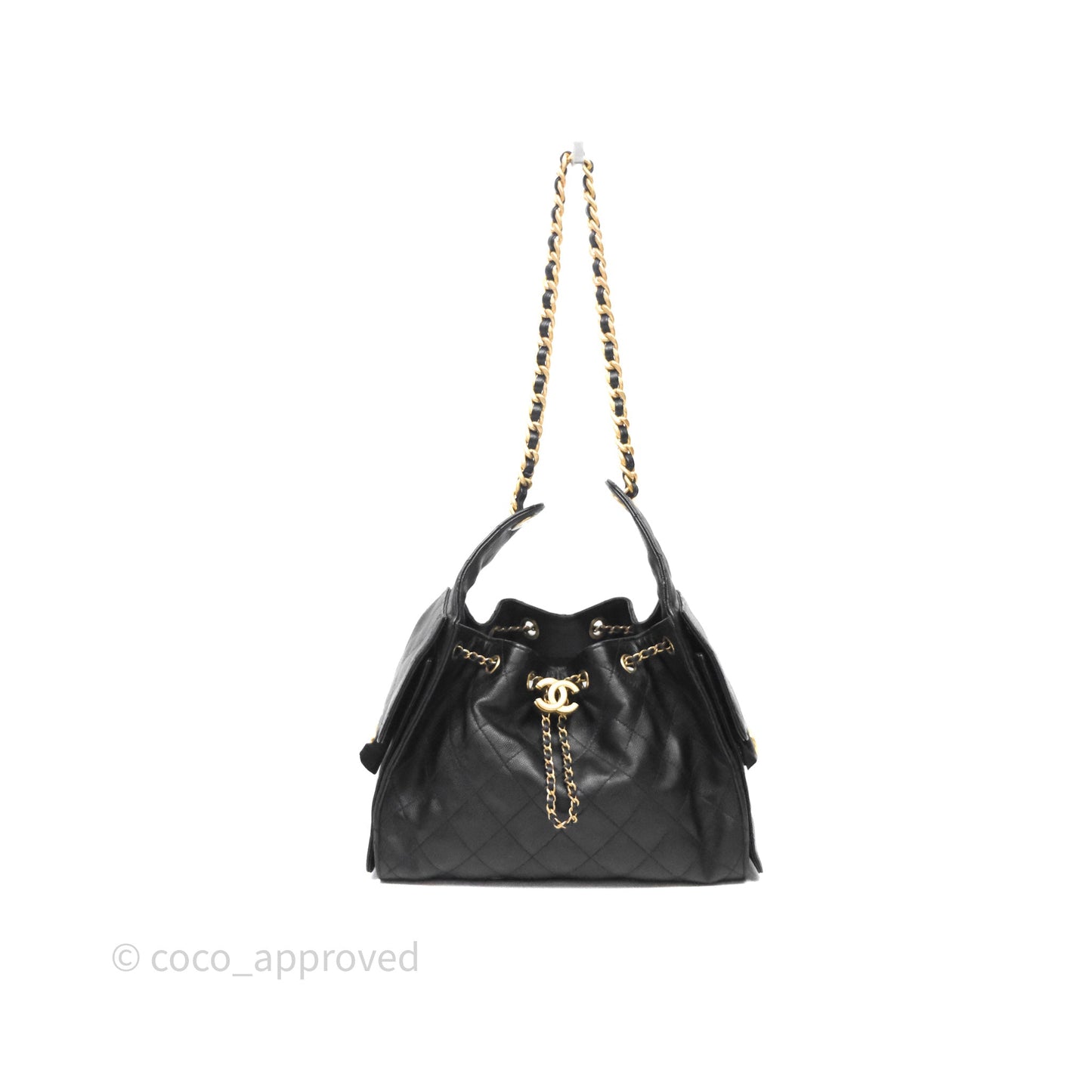 Chanel 25 Small Bag Black Caviar Aged Gold Hardware