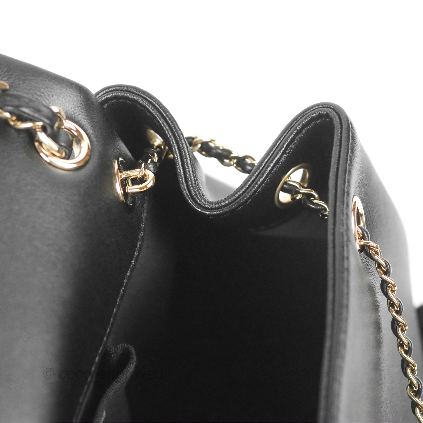 Chanel Duma Backpack Large Black Calfskin Gold Hardware 23P