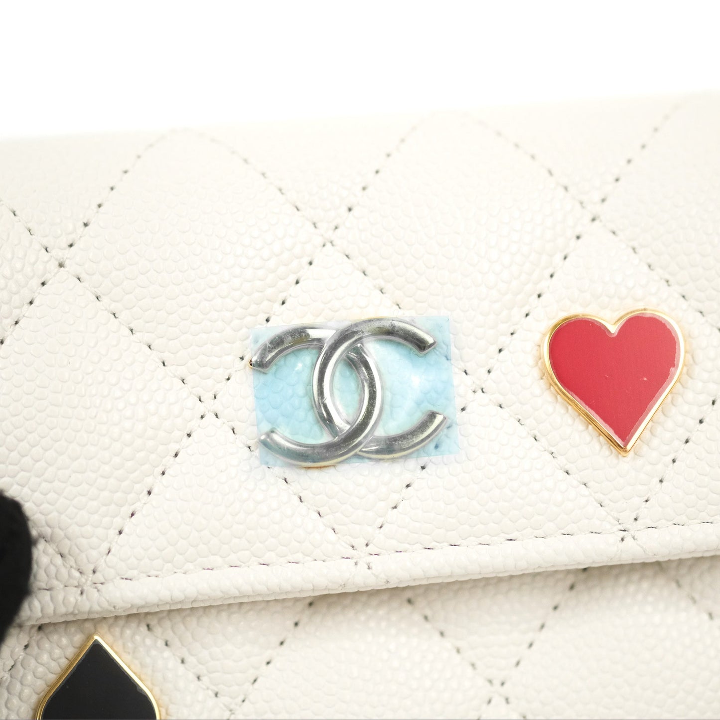 Chanel Quilted Flap Coco Casino Card Holder Caviar White Gold Hardware