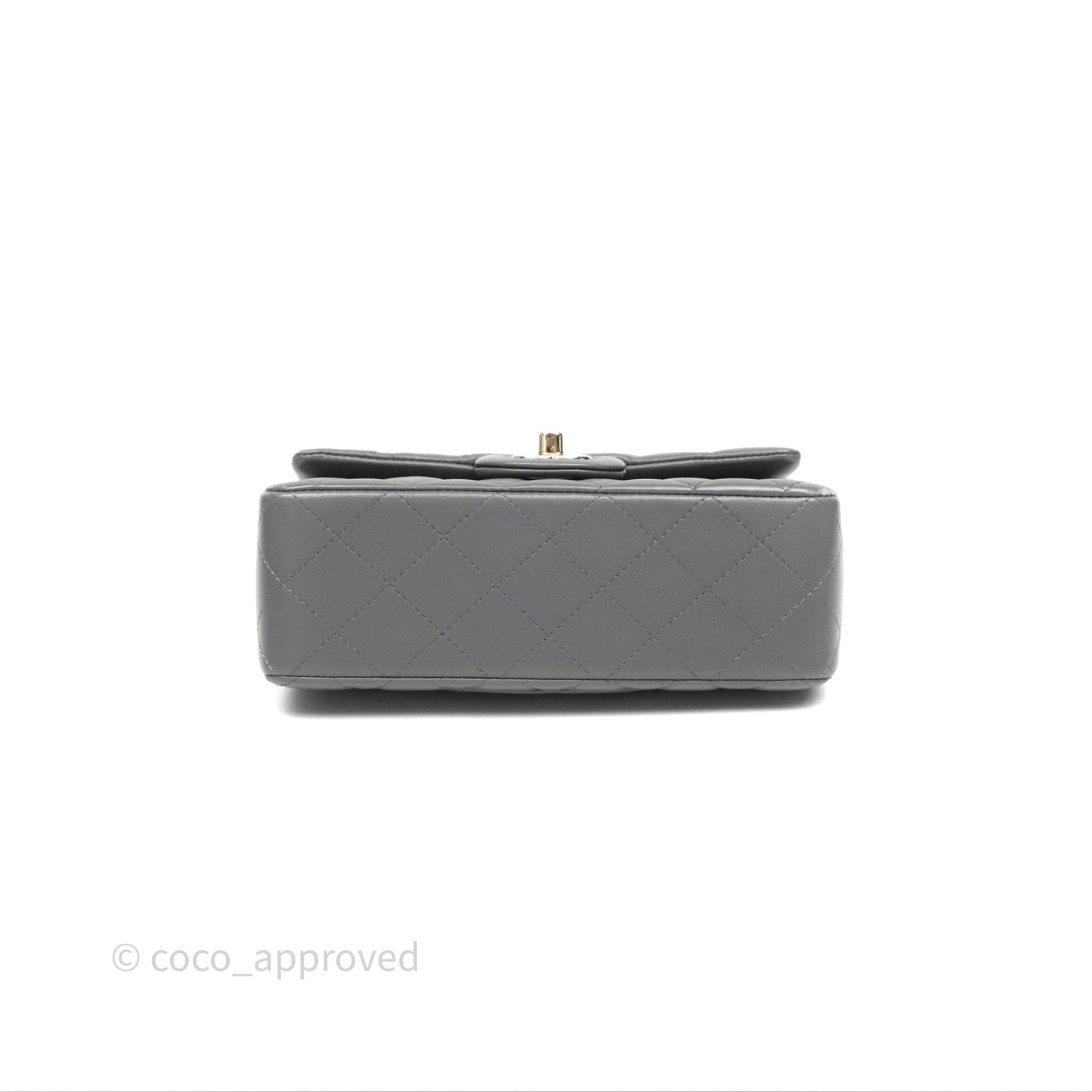 Chanel Chain Top Handle Mini Rectangular Flap Grey Lambskin Gold Hardware