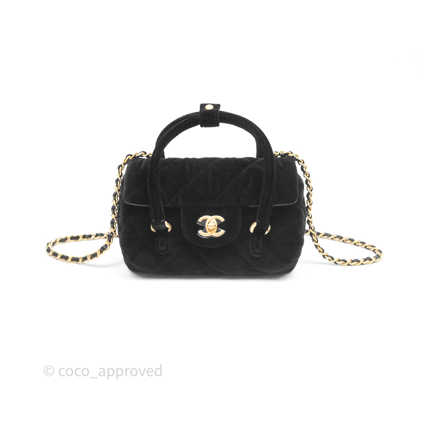 Chanel Velvet Mini Bag Black Gold Hardware
