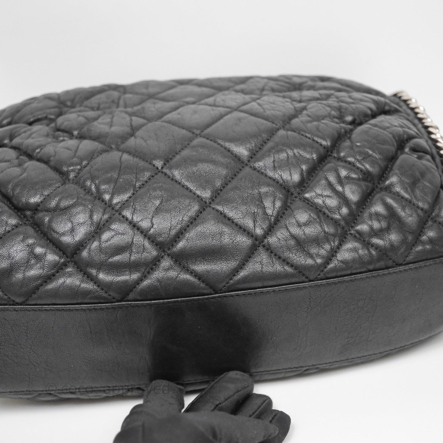 Chanel Chain Around Calfskin Hobo Black Silver Hardware