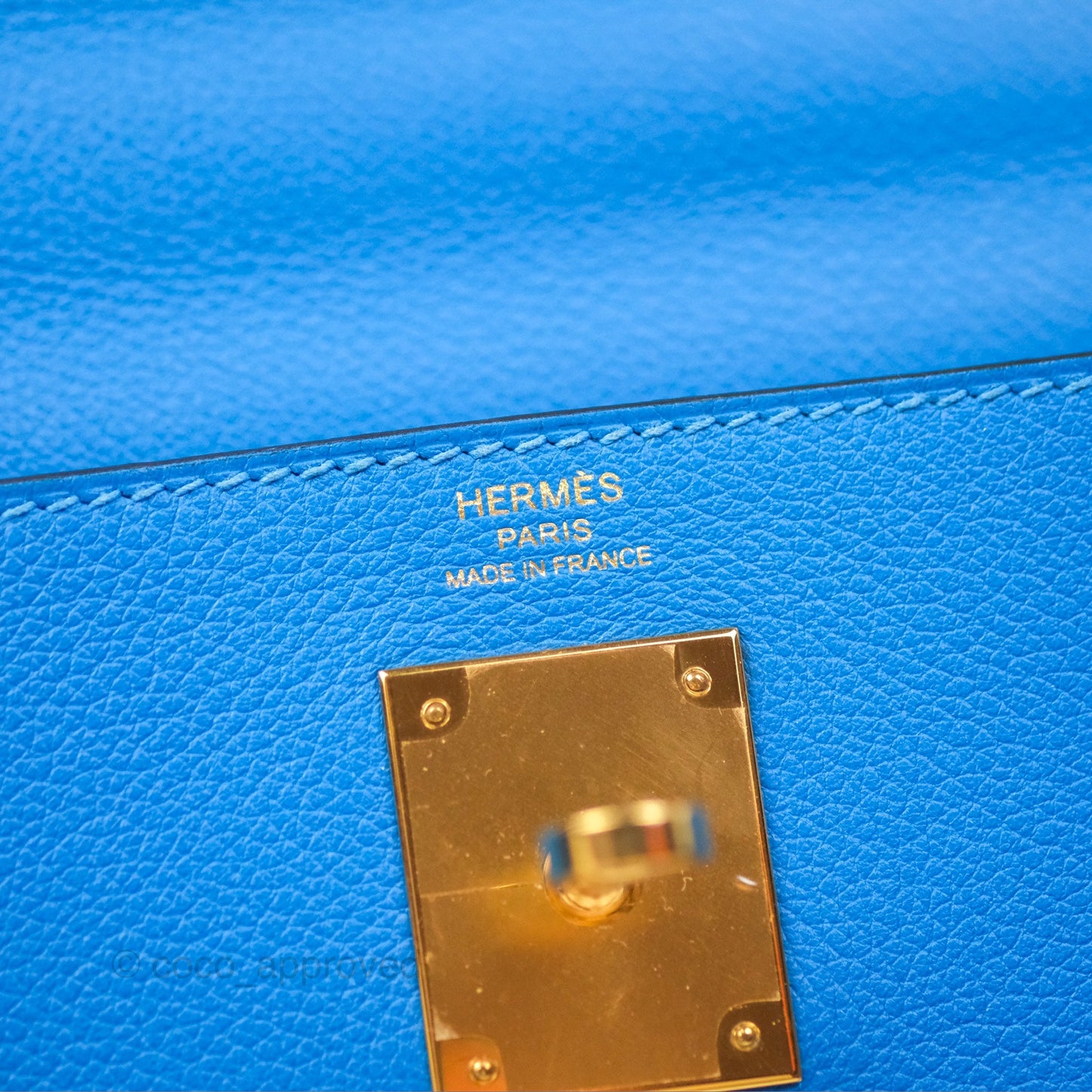 Hermès Retourne Kelly 28 Blue Evercolor Gold Hardware