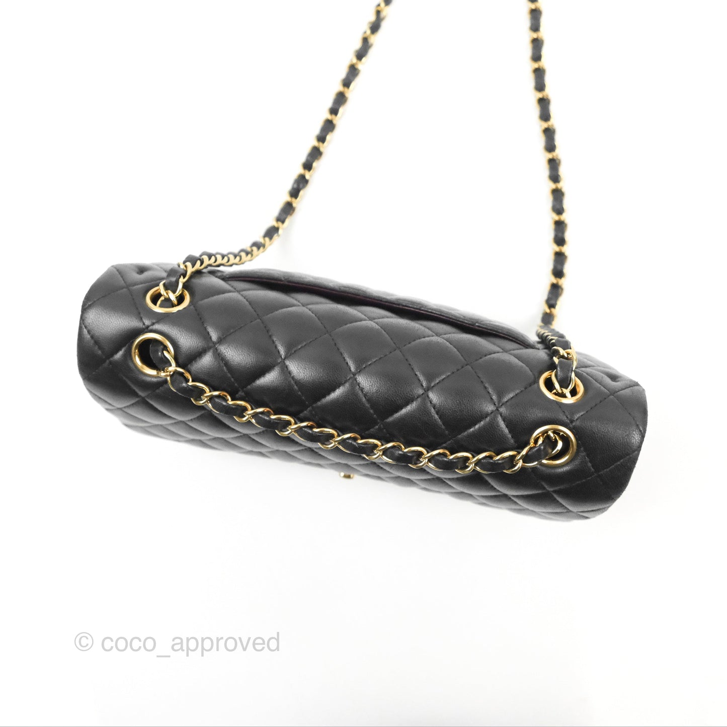 Chanel Classic M/L Medium Flap Quilted Black Lambskin Gold Hardware