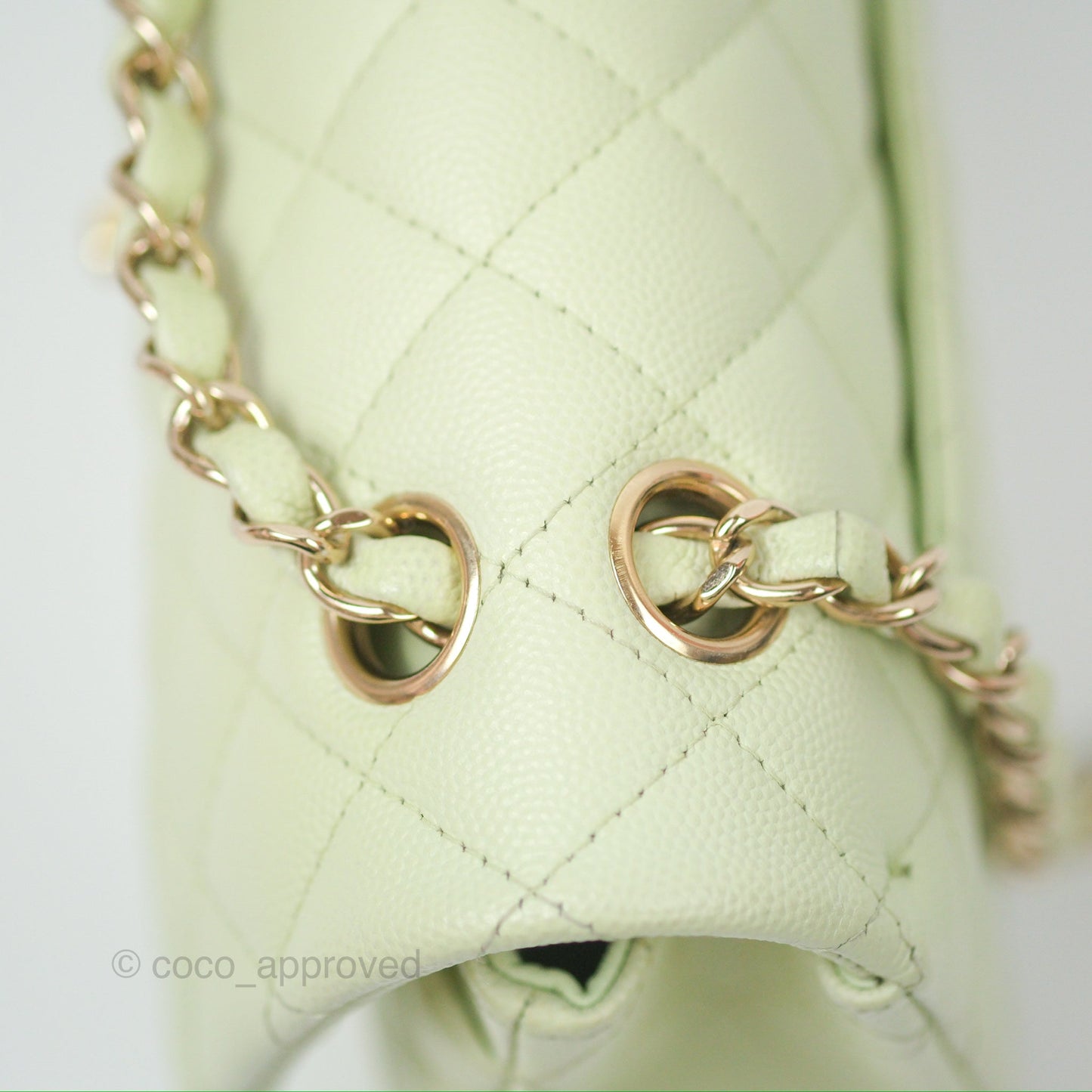 Chanel Small Quilted Classic Flap Mint Green Caviar Gold Hardware 22C
